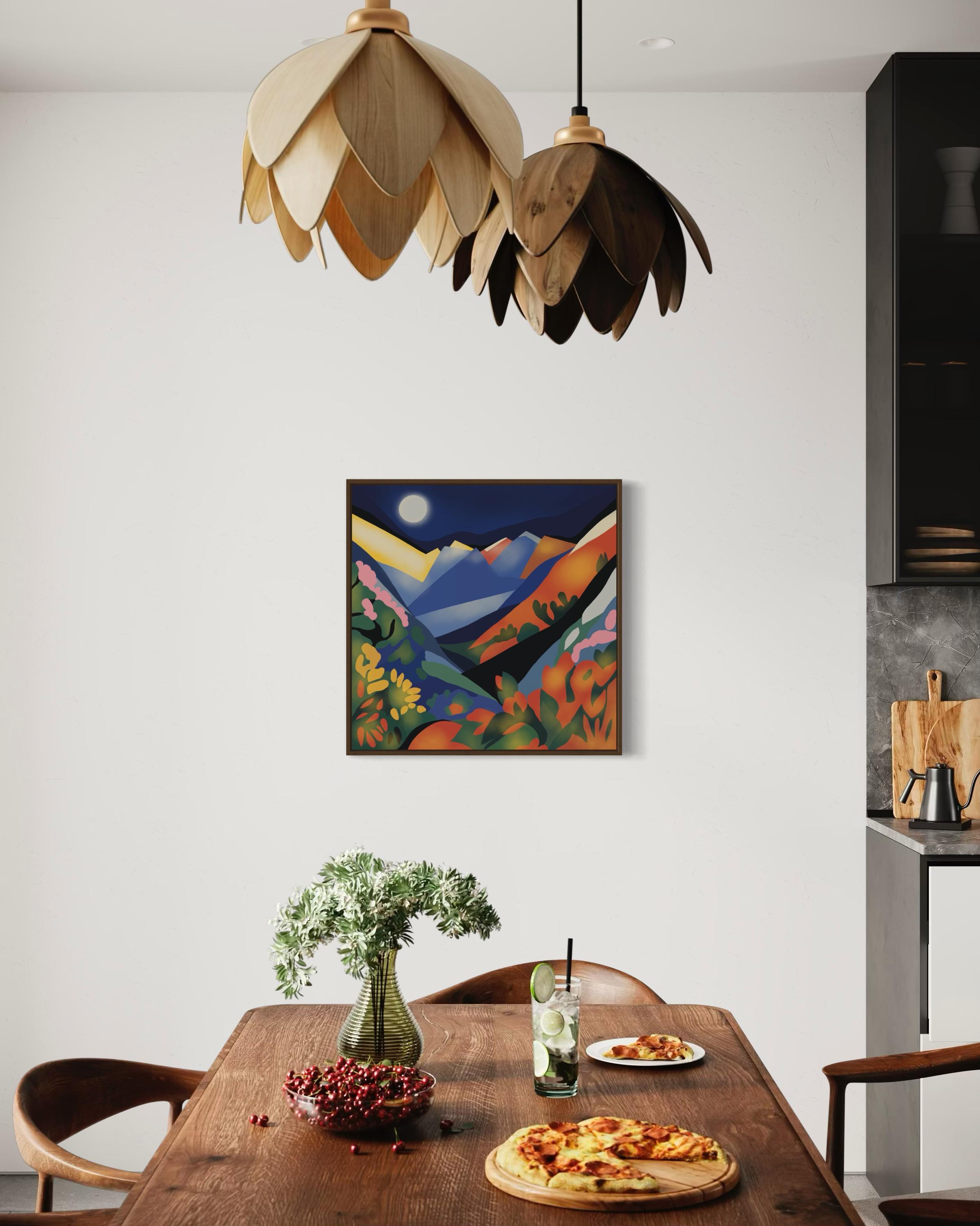paesaggio montano, 70x70cm, stampa su tela. Edizione 20 pezzi. - Art Pop Art di Nina Tsoriti