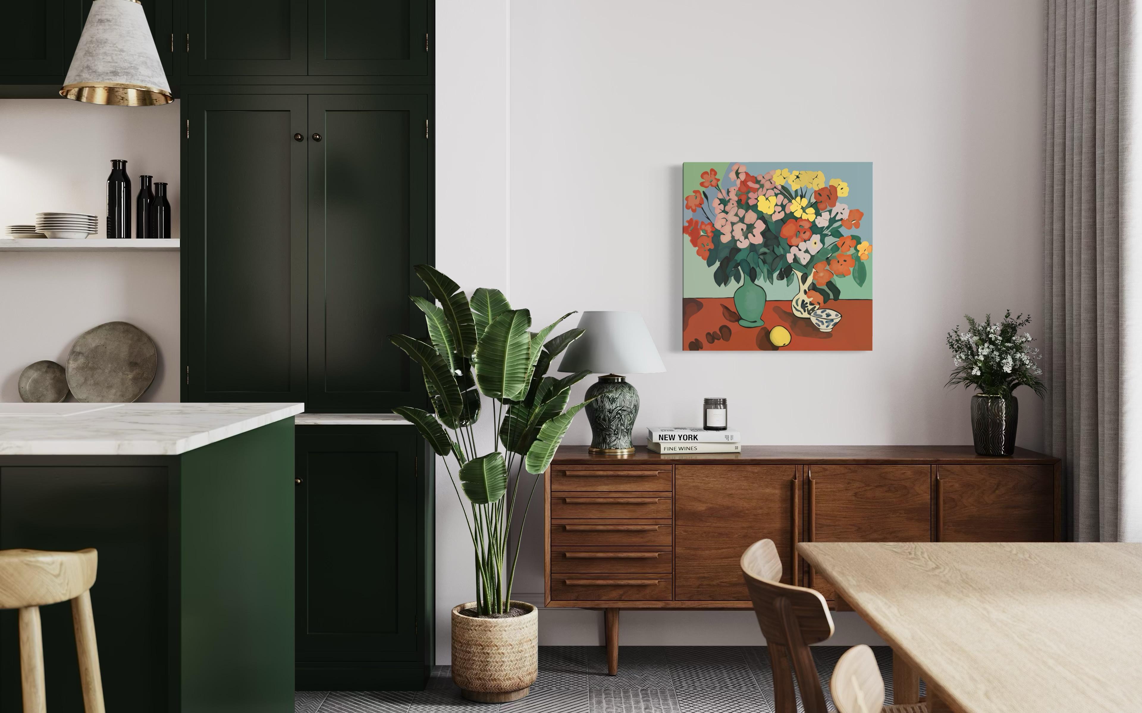 Stillleben, 70x70cm, Druck auf Leinwand. Auflage 20 Teile. – Print von Nina Tsoriti