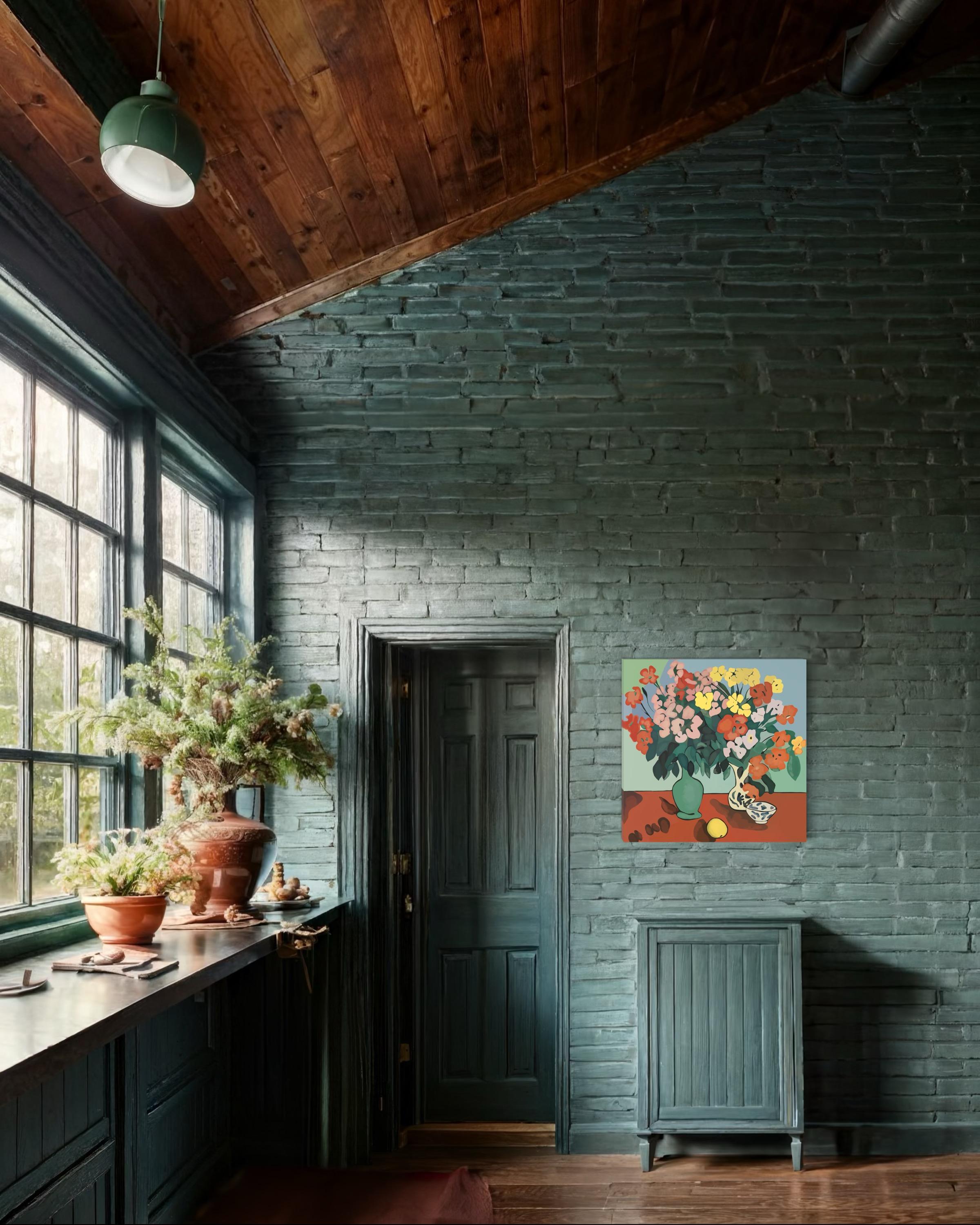 Stillleben, 70x70cm, Druck auf Leinwand. Auflage 20 Teile. (Braun), Still-Life Print, von Nina Tsoriti