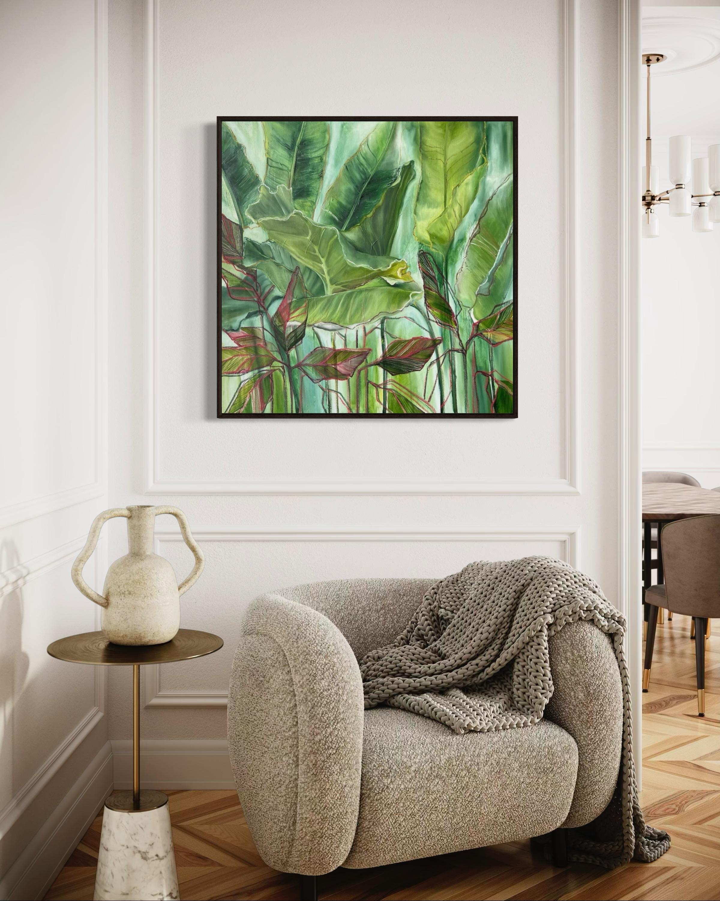

Mis cuadros son un reflejo de mi espacio interior, lo llamaré jardín. ¿Cómo es este jardín? Es un poco caótica, un poco brillante, un poco abstracta, un poco ordenada, un poco dramática.
Mi jardín interior se convierte en exterior gracias a las