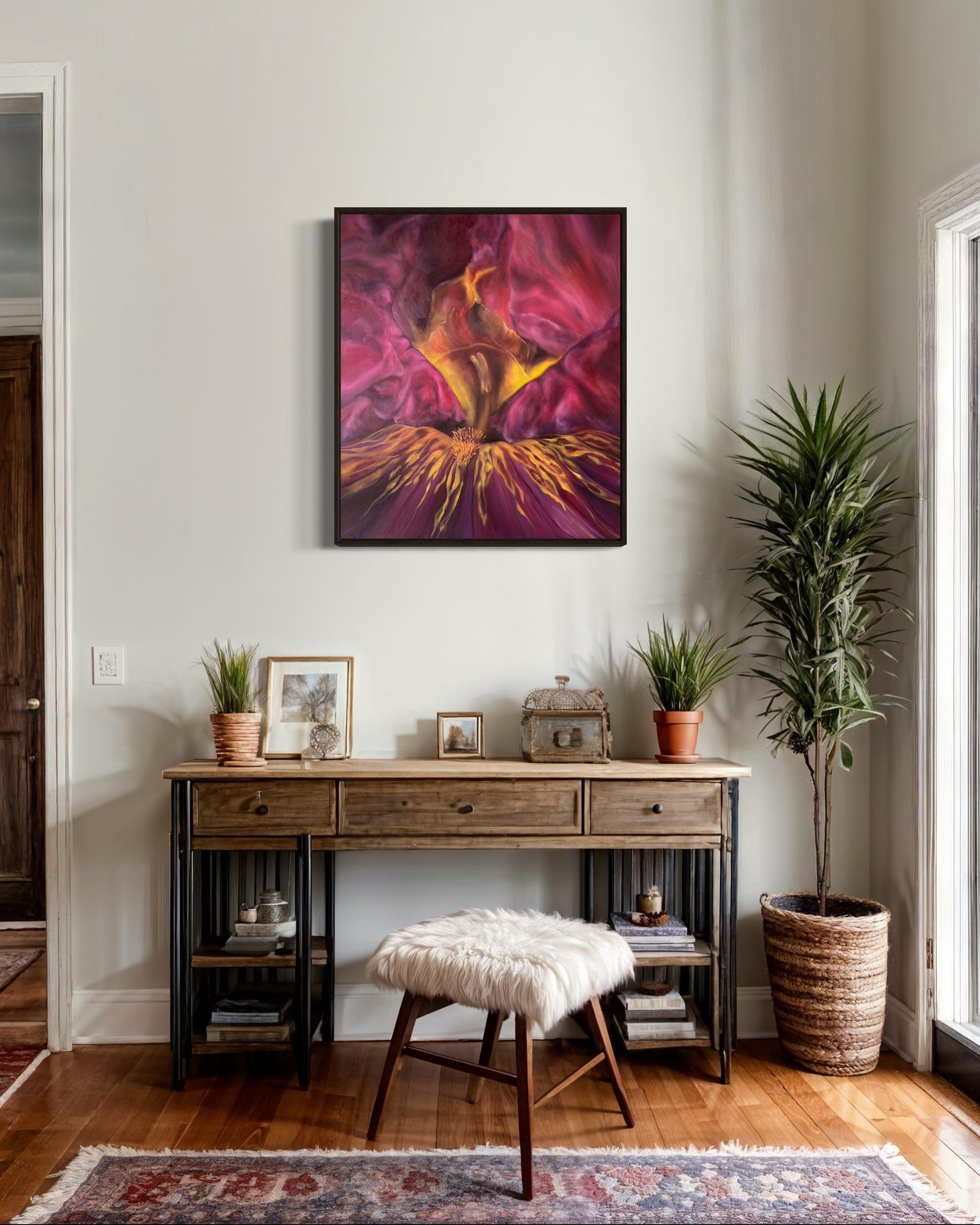 

Mes peintures sont le reflet de mon espace intérieur, je l'appellerai un jardin. À quoi ressemble ce jardin ? C'est un peu chaotique, un peu lumineux, un peu abstrait, un peu ordonné, un peu dramatique.
Mon jardin intérieur devient extérieur grâce