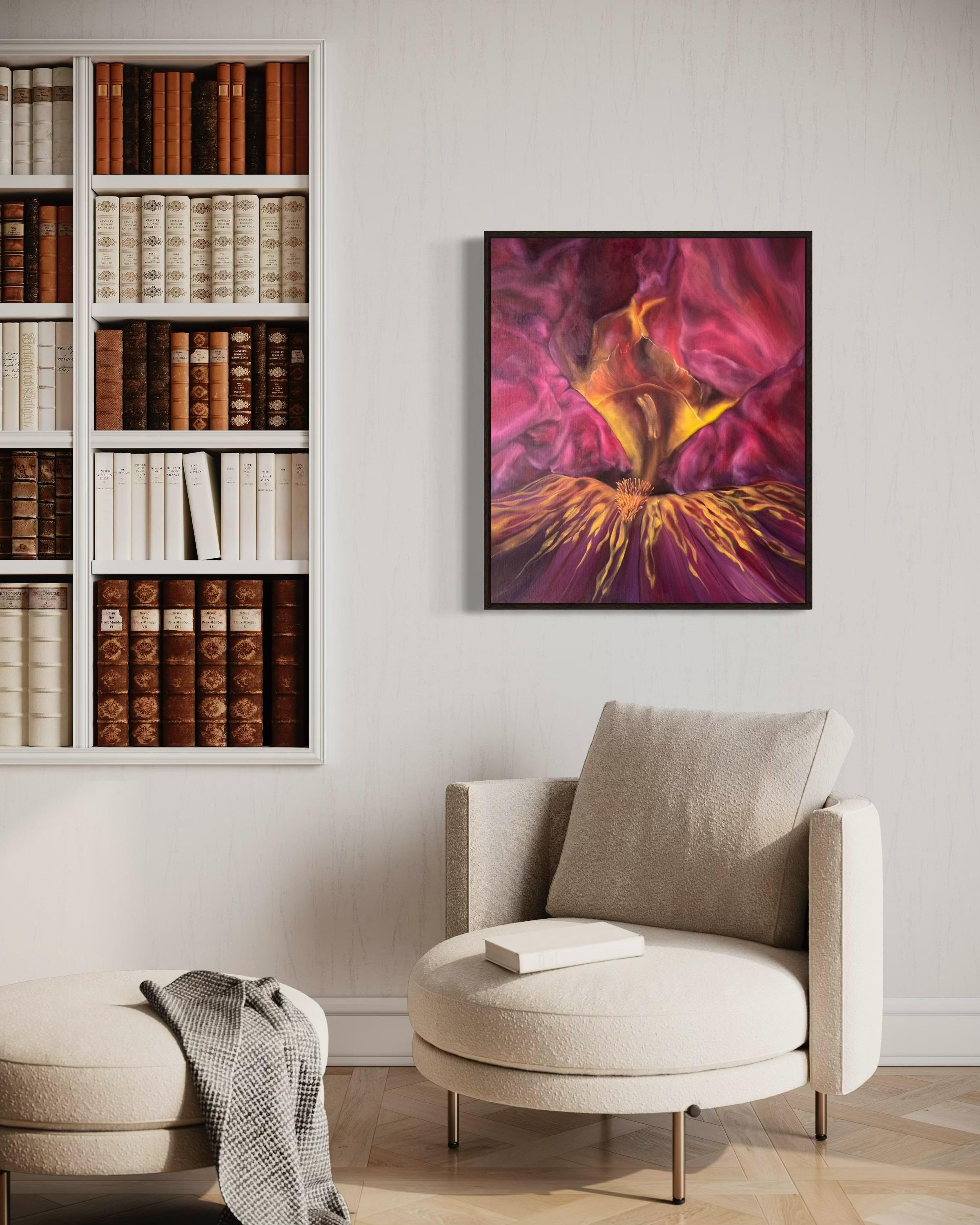 Soie de framboise, 80х70cm, huile sur toile en vente 3