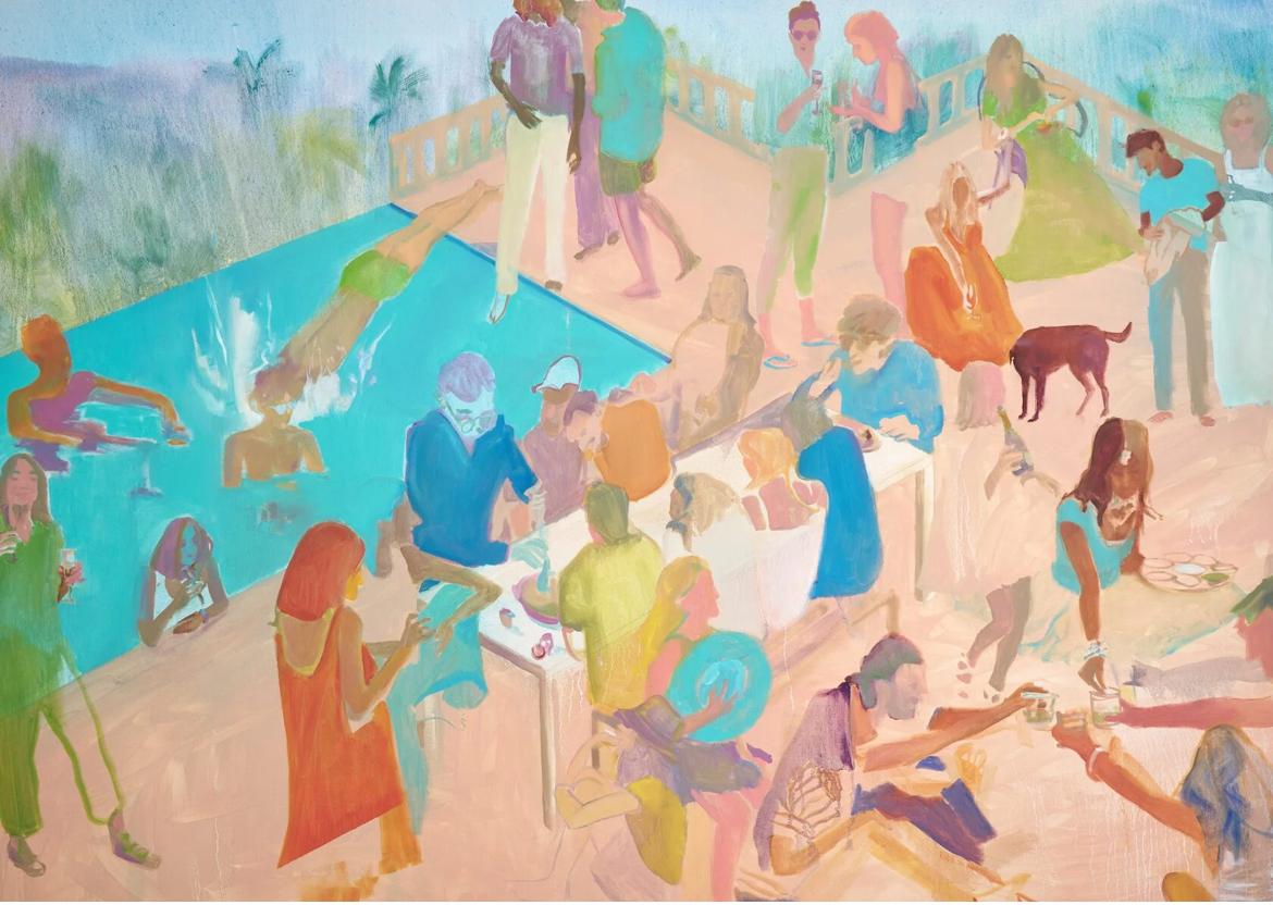 Junto a la piscina, 100x140 cm, óleo/lienzo - Art de Nadezhda Prades