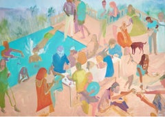 Junto a la piscina, 100x140 cm, óleo/lienzo