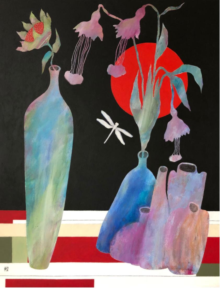 Calle de la planète rouge, 90x70 cm, acrylique sur toile - Painting de Valentina Mir