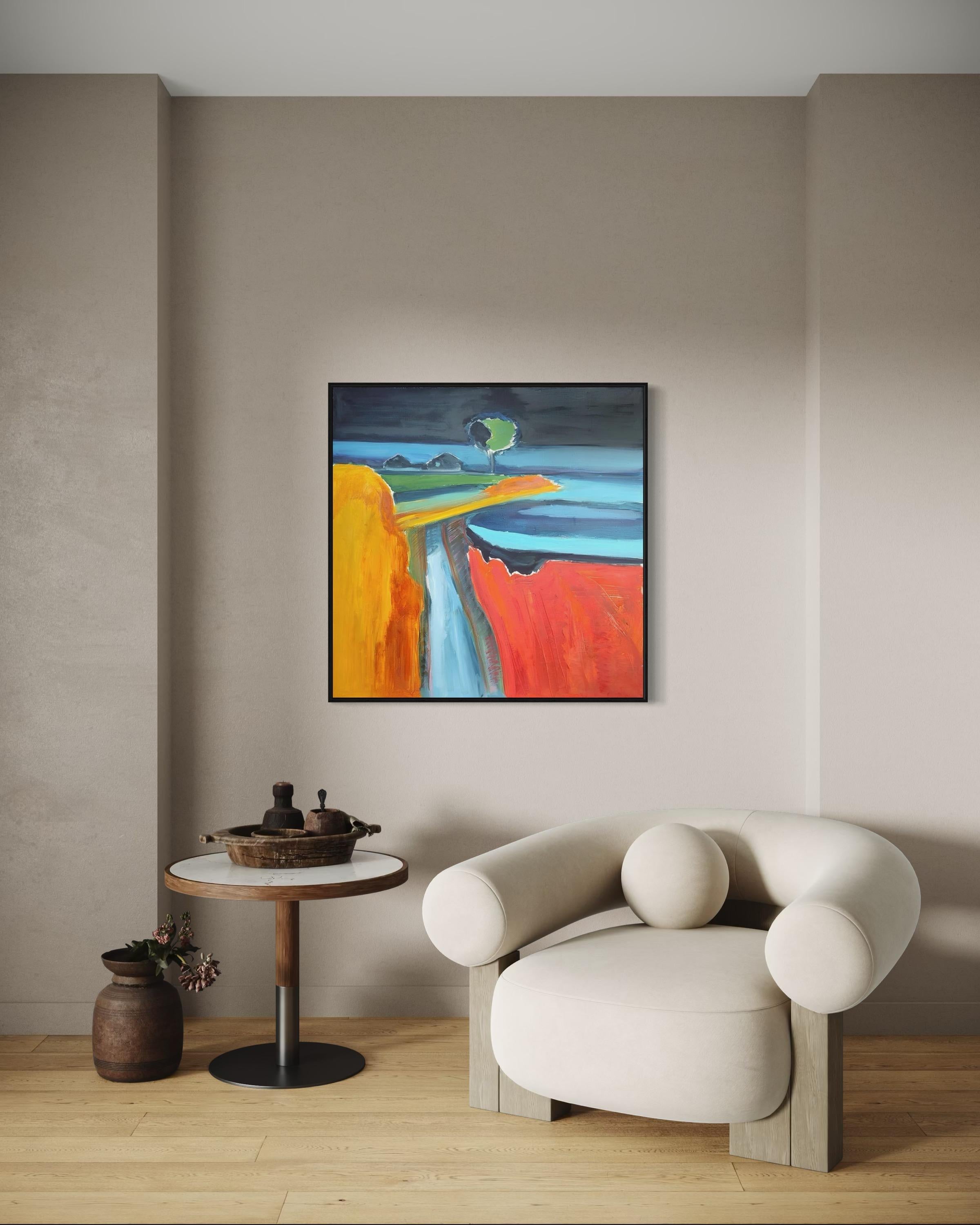 soirée tranquille, 100x100 cm, huile, toile en vente 2