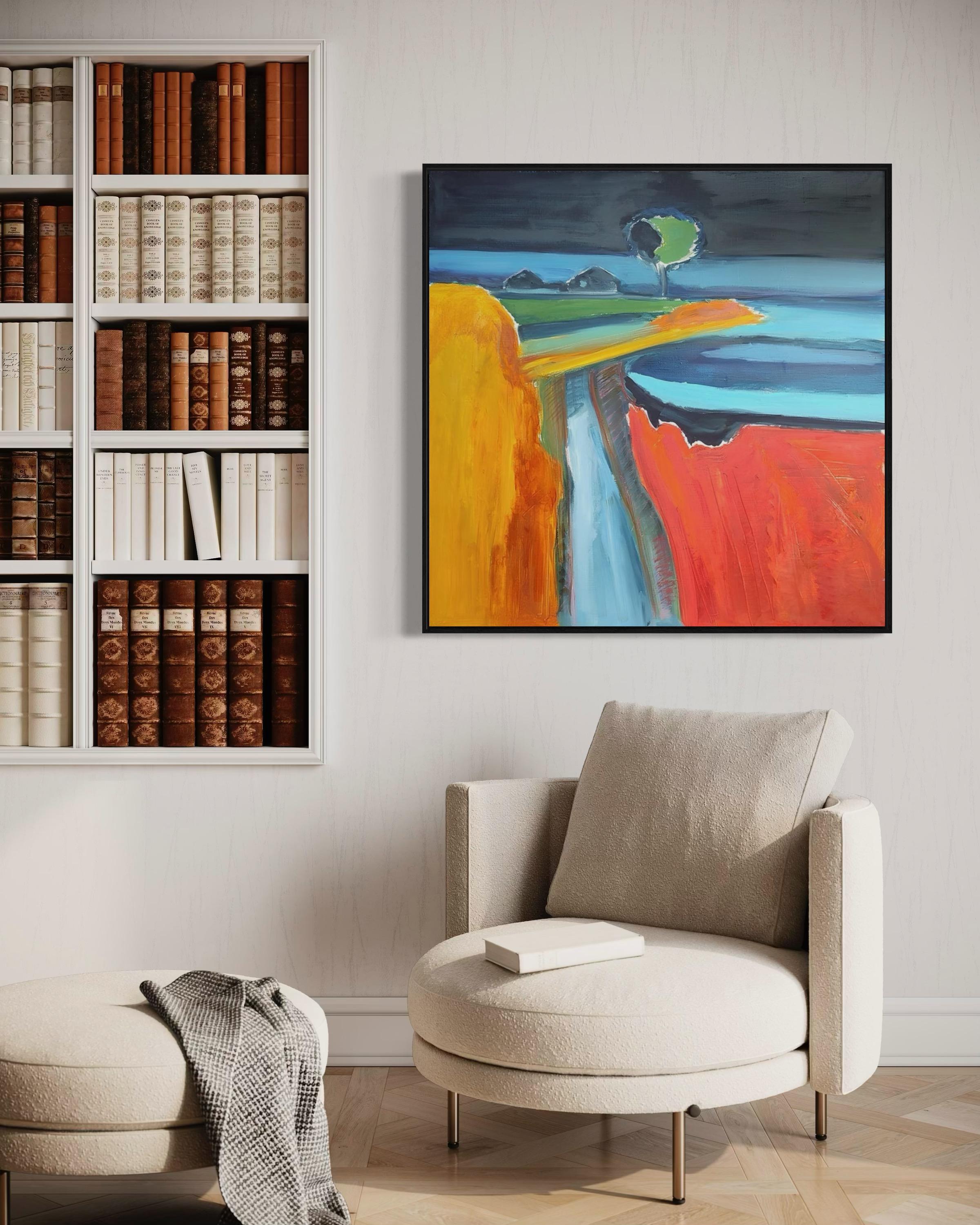 soirée tranquille, 100x100 cm, huile, toile en vente 5