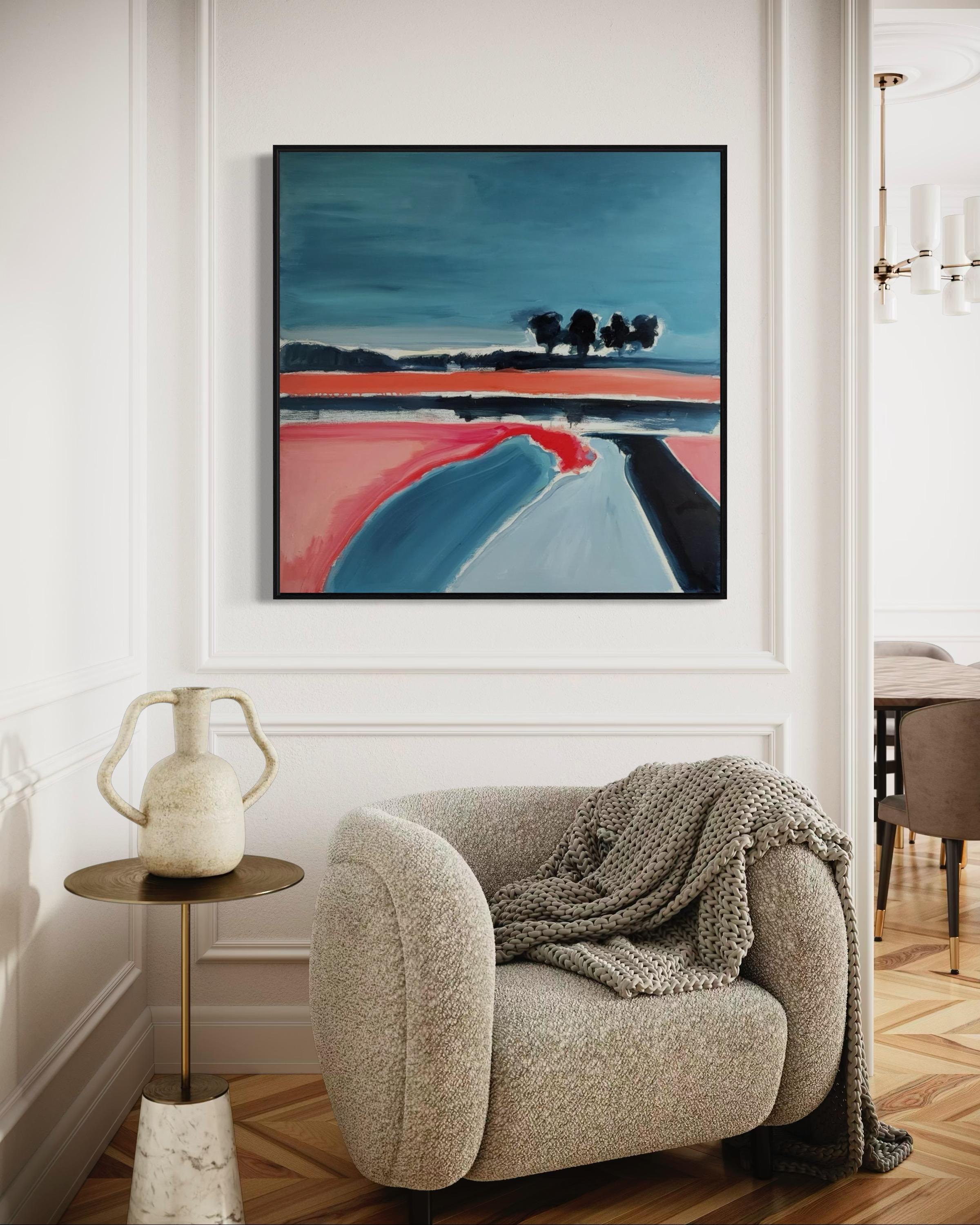 Lake calme, 100x100 cm, huile, toile en vente 2