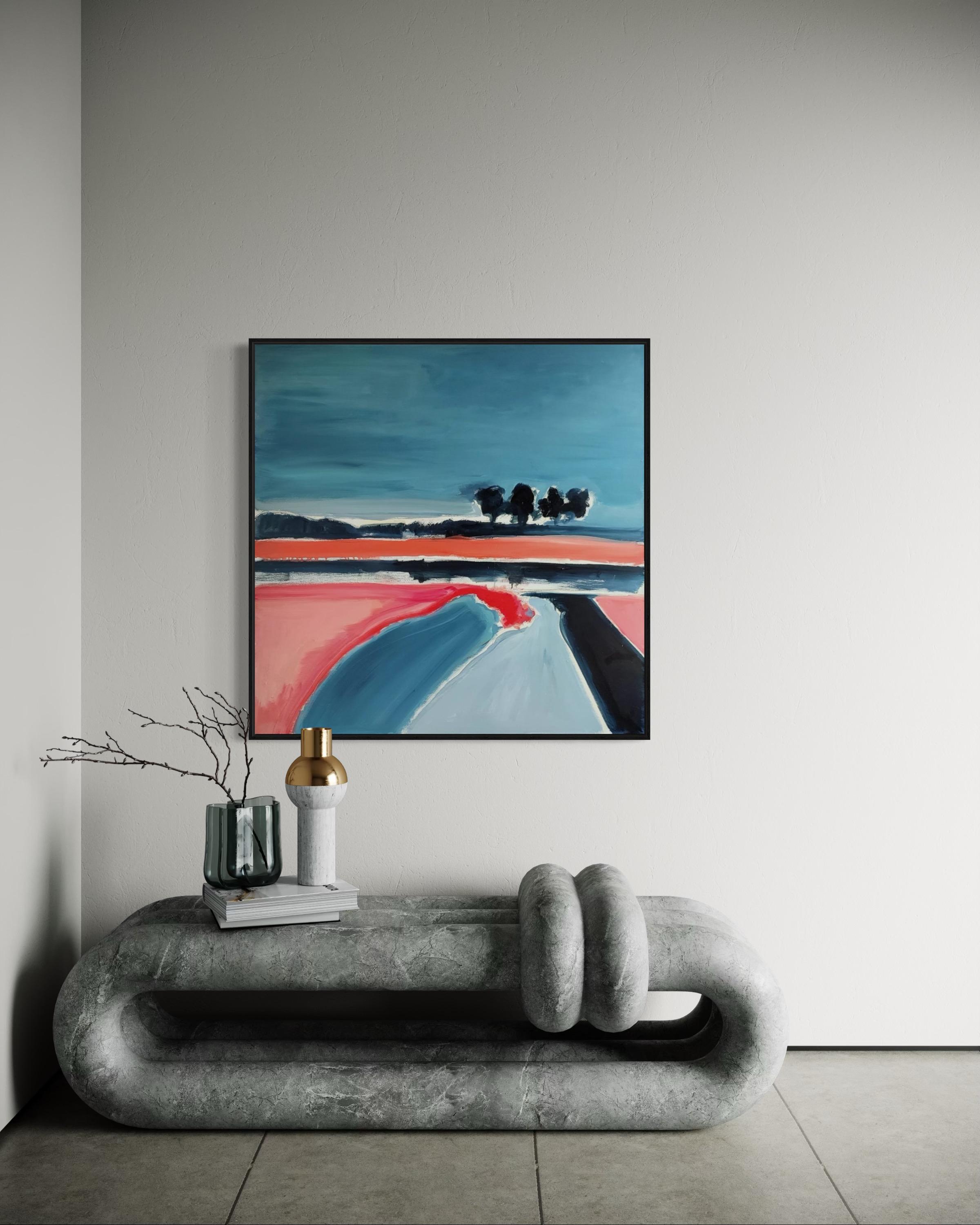 Lake calme, 100x100 cm, huile, toile en vente 5
