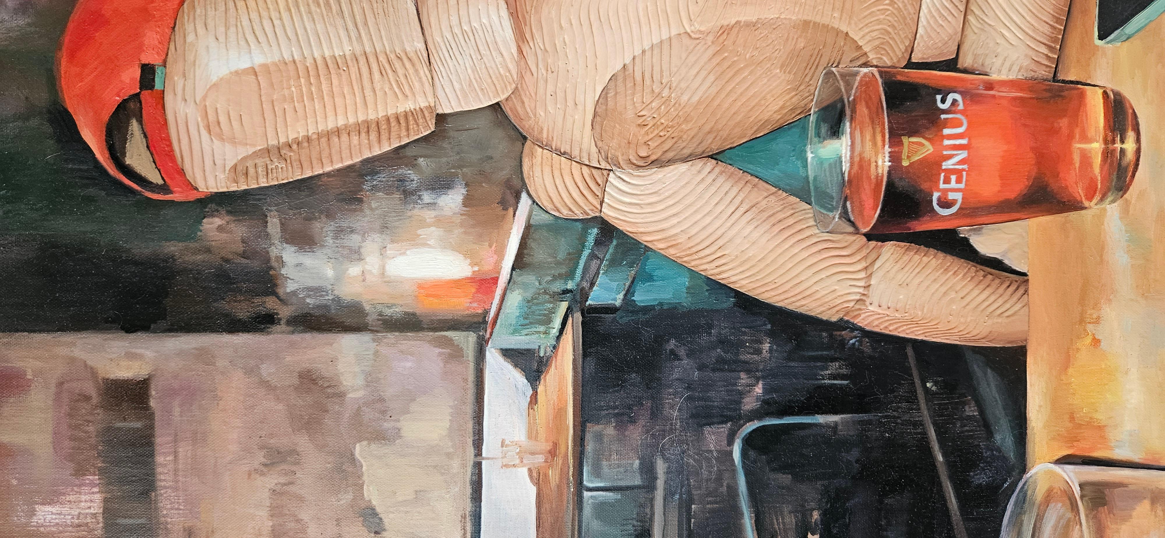 On the bar, 100x110cm, acrylique sur toile - Contemporain Art par Irina Aleksandrova