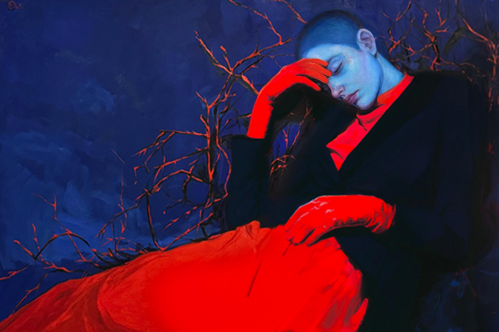 Blackthorn, 80 x120 cm, huile, acrylique, toile - Painting de Babynina Anastasia