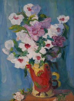 Nature morte à l'hibiscus, 40x30 cm, huile sur toile