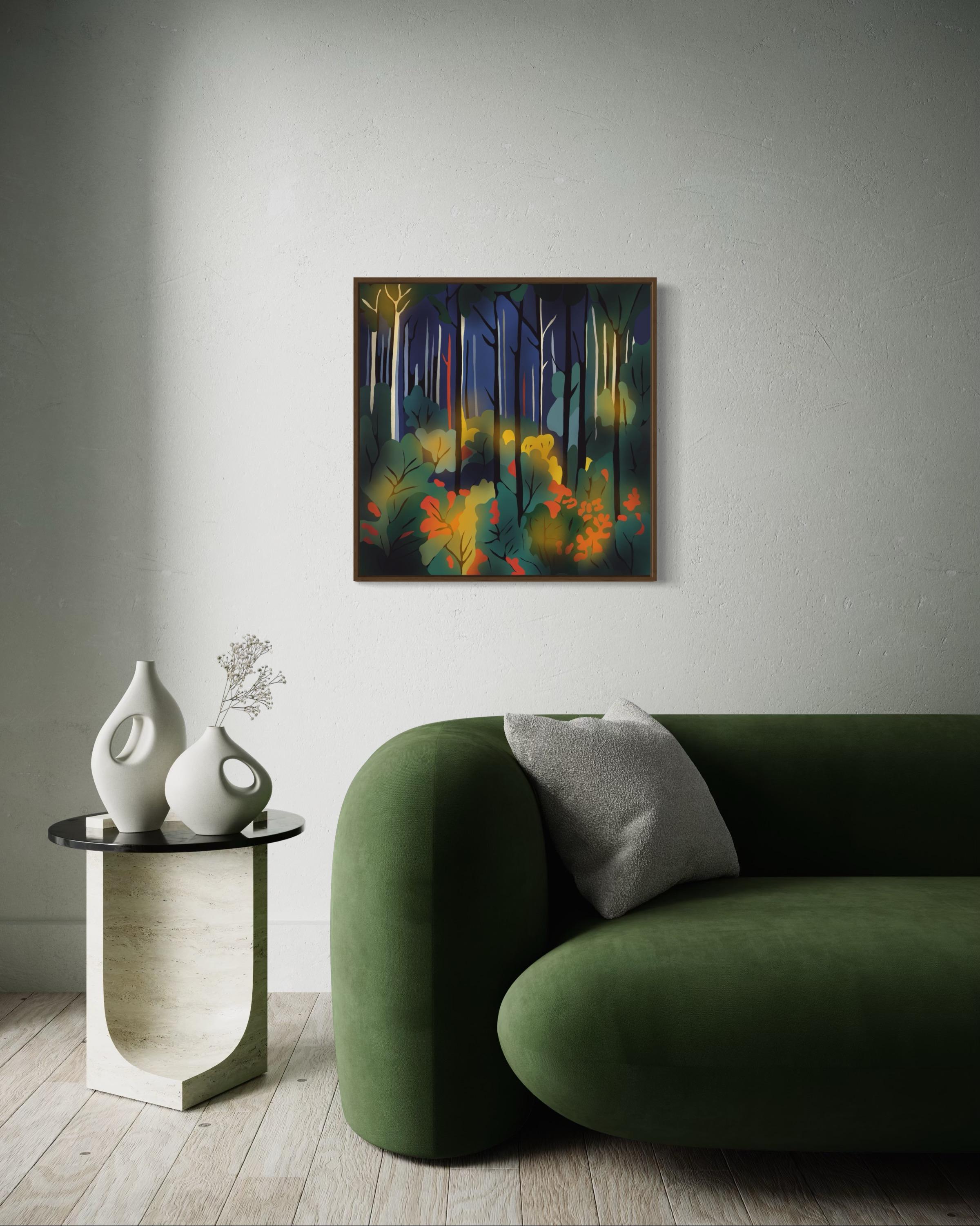 Bosque misterioso , 70x70cm, impresión sobre lienzo.Edición 20 uds. - Print Arte pop de Nina Tsoriti