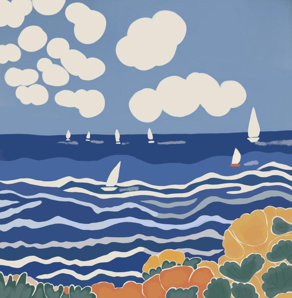 Seascape , 70x70cm, impression sur toile, édition 20 pcs. - Art de Nina Tsoriti