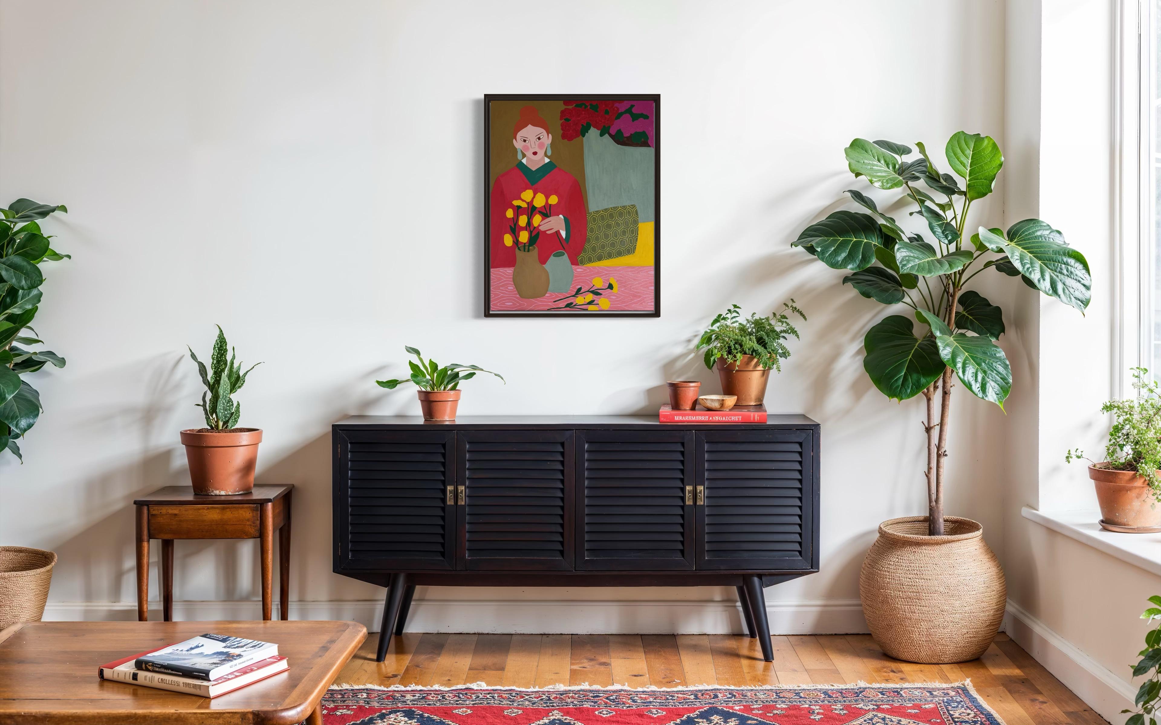 Gelbe Blumen, 90x70 cm, Acryl auf Leinwand 
