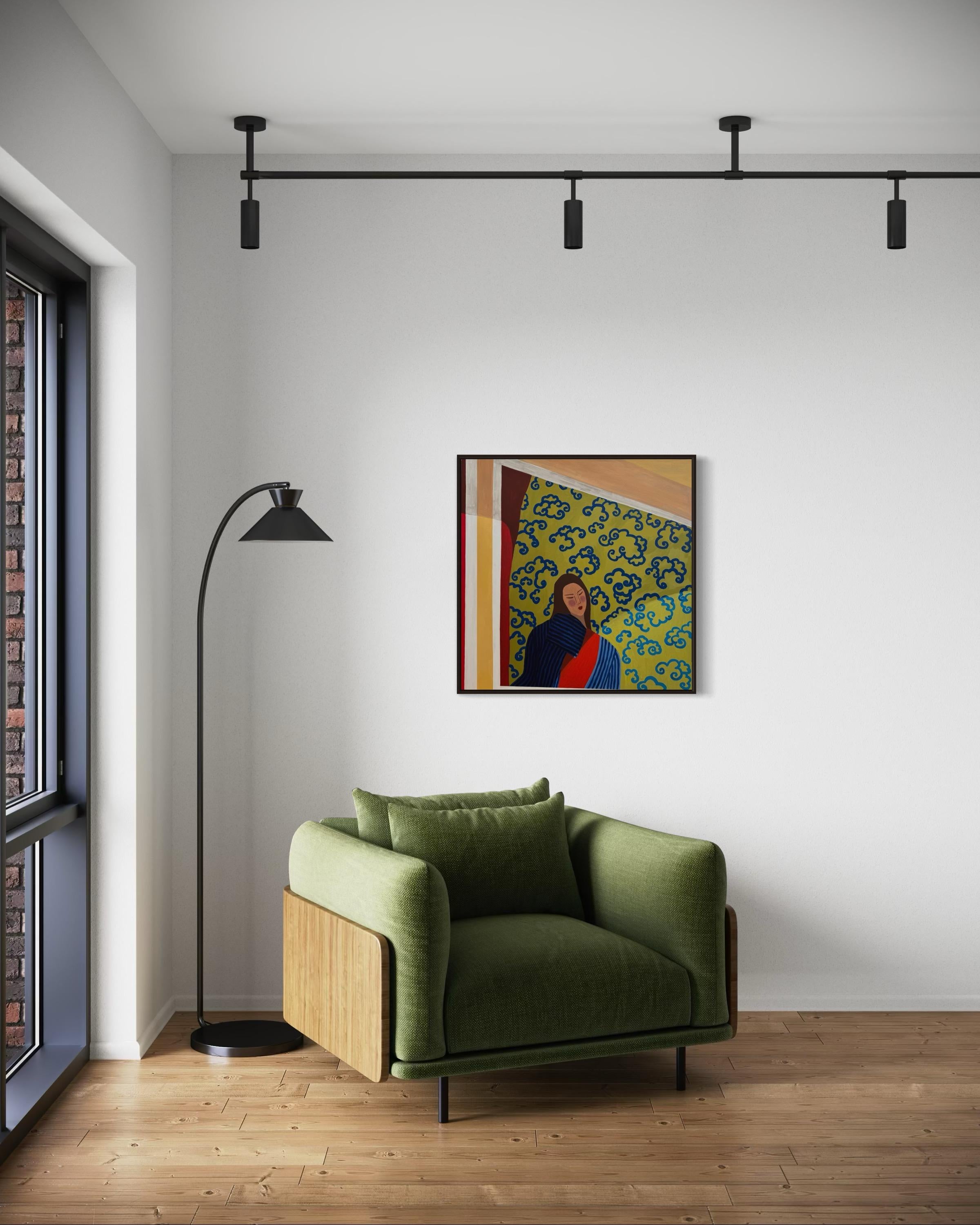 Am Fenster, 80x80 cm, Acryl auf Leinwand 