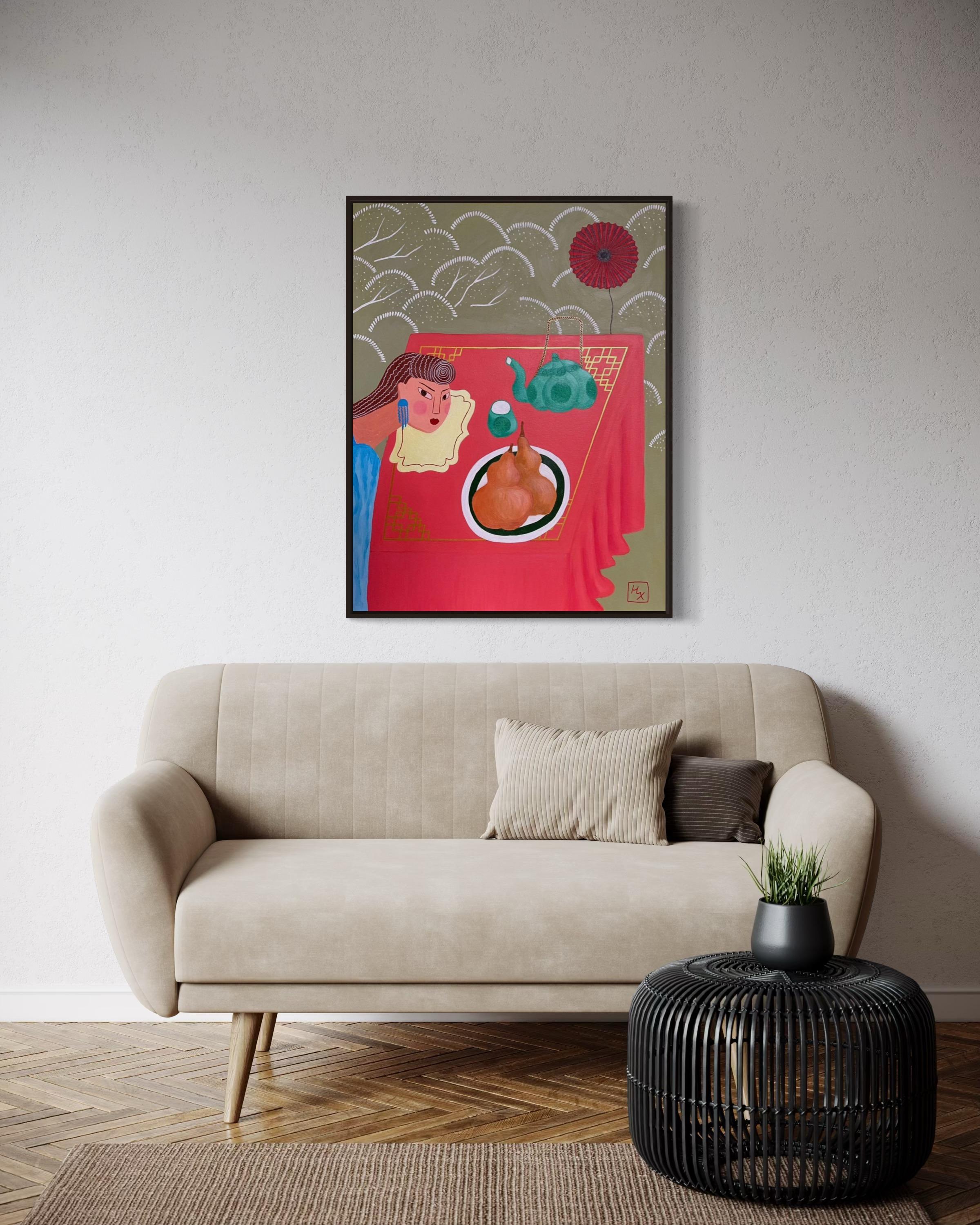 Die Sonne und die Kürbisse, 90x70 cm, Acryl auf Leinwand 