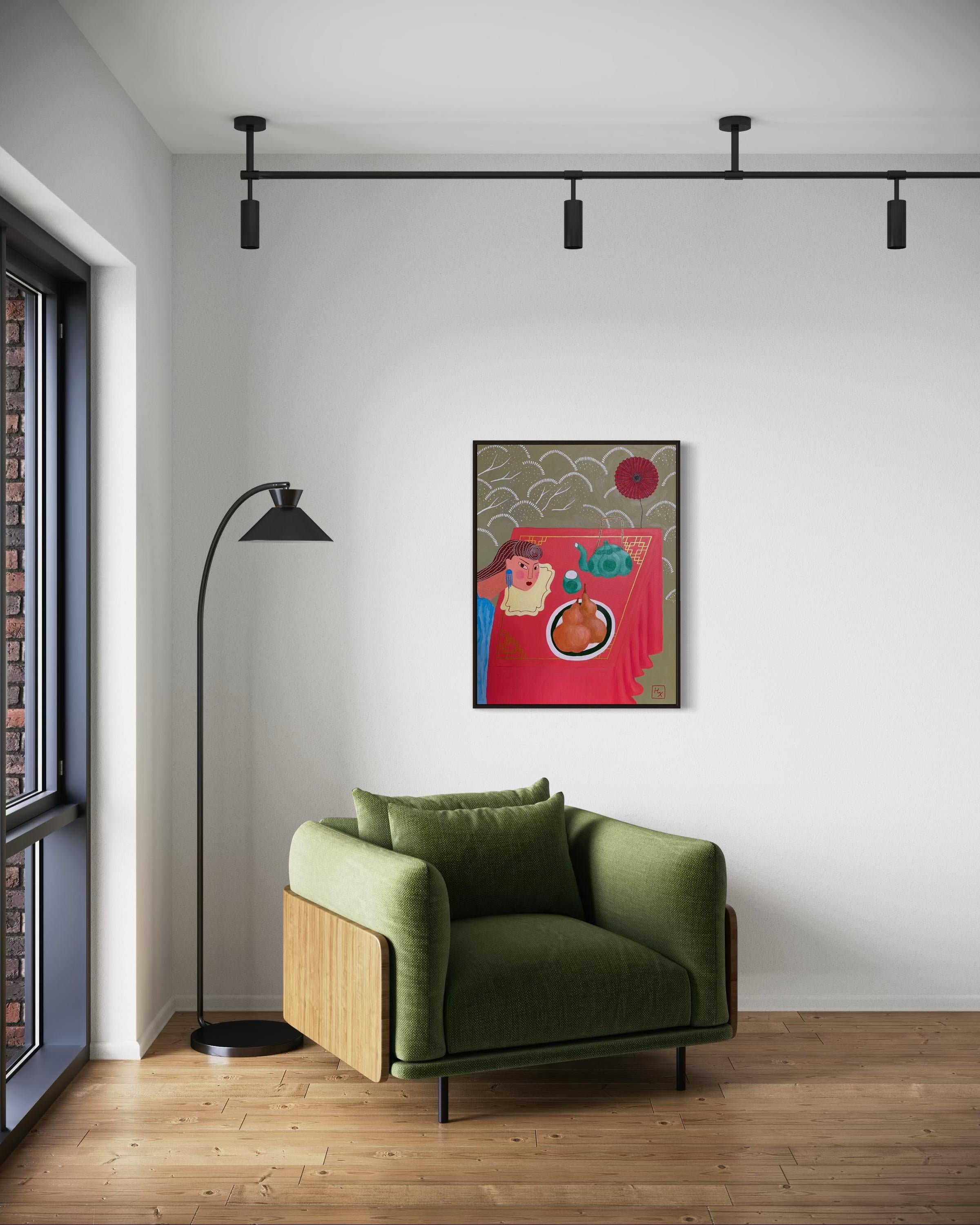 Die Sonne und die Kürbisse, 90x70 cm, Acryl auf Leinwand im Angebot 4