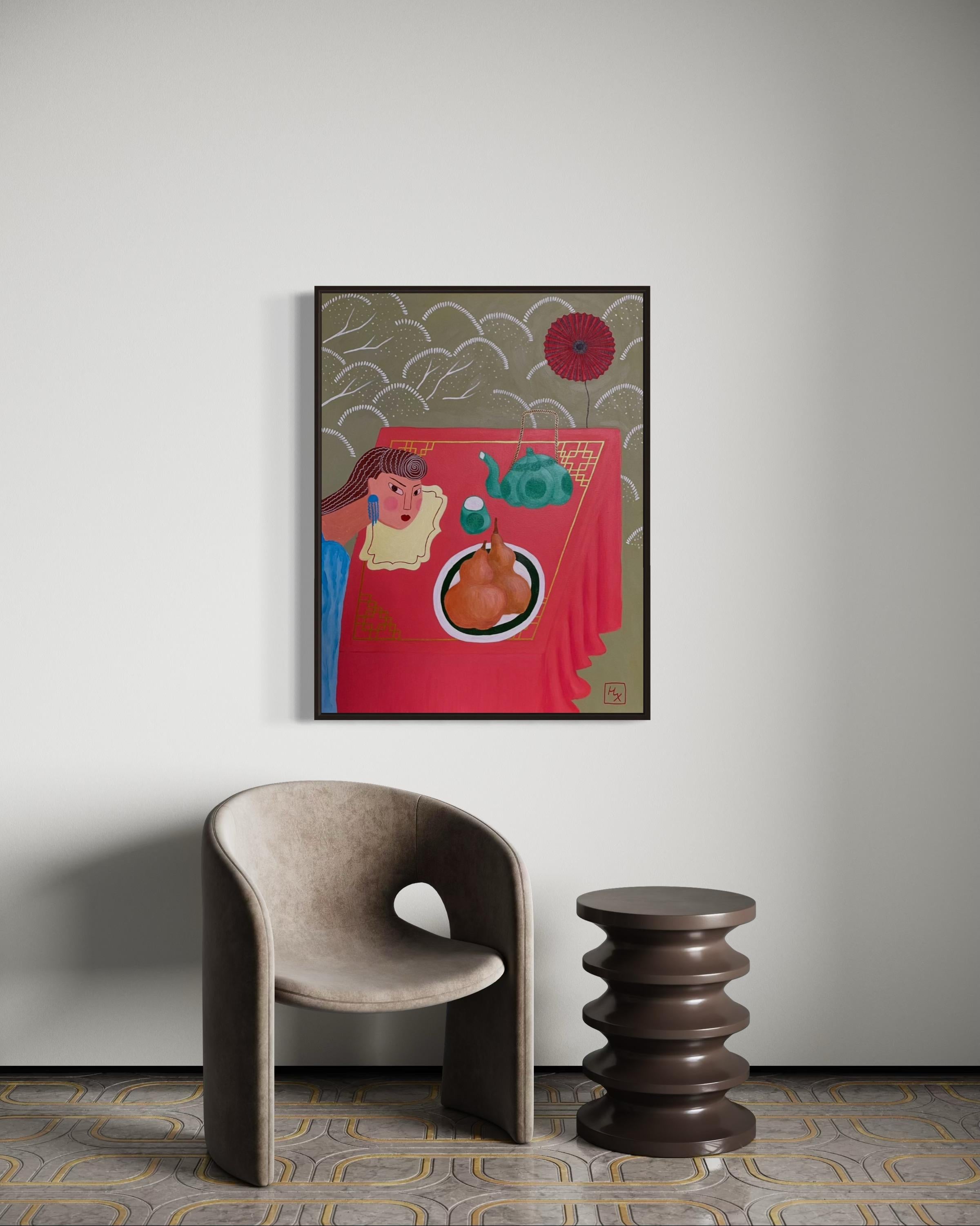 Die Sonne und die Kürbisse, 90x70 cm, Acryl auf Leinwand im Angebot 5