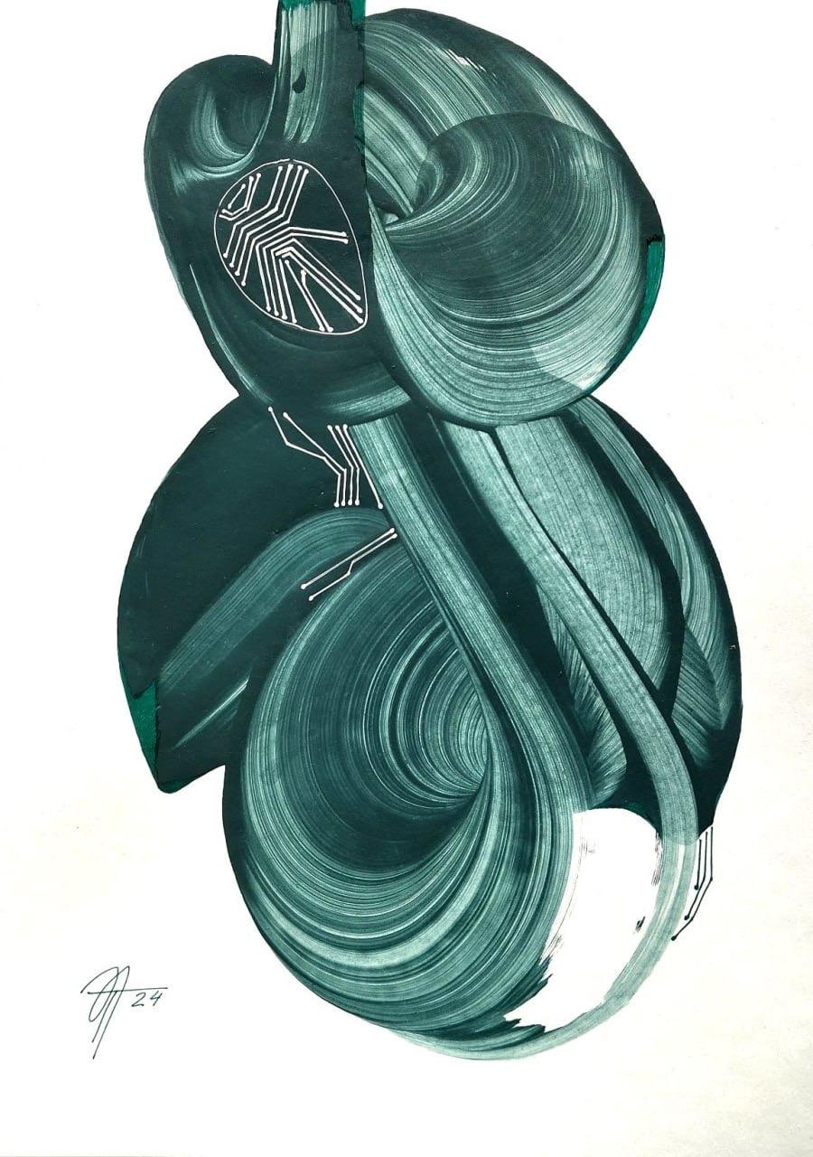 series "Non-standard configurations", 42x30 cm, acrylic on paper - Art by Tatiana Nega