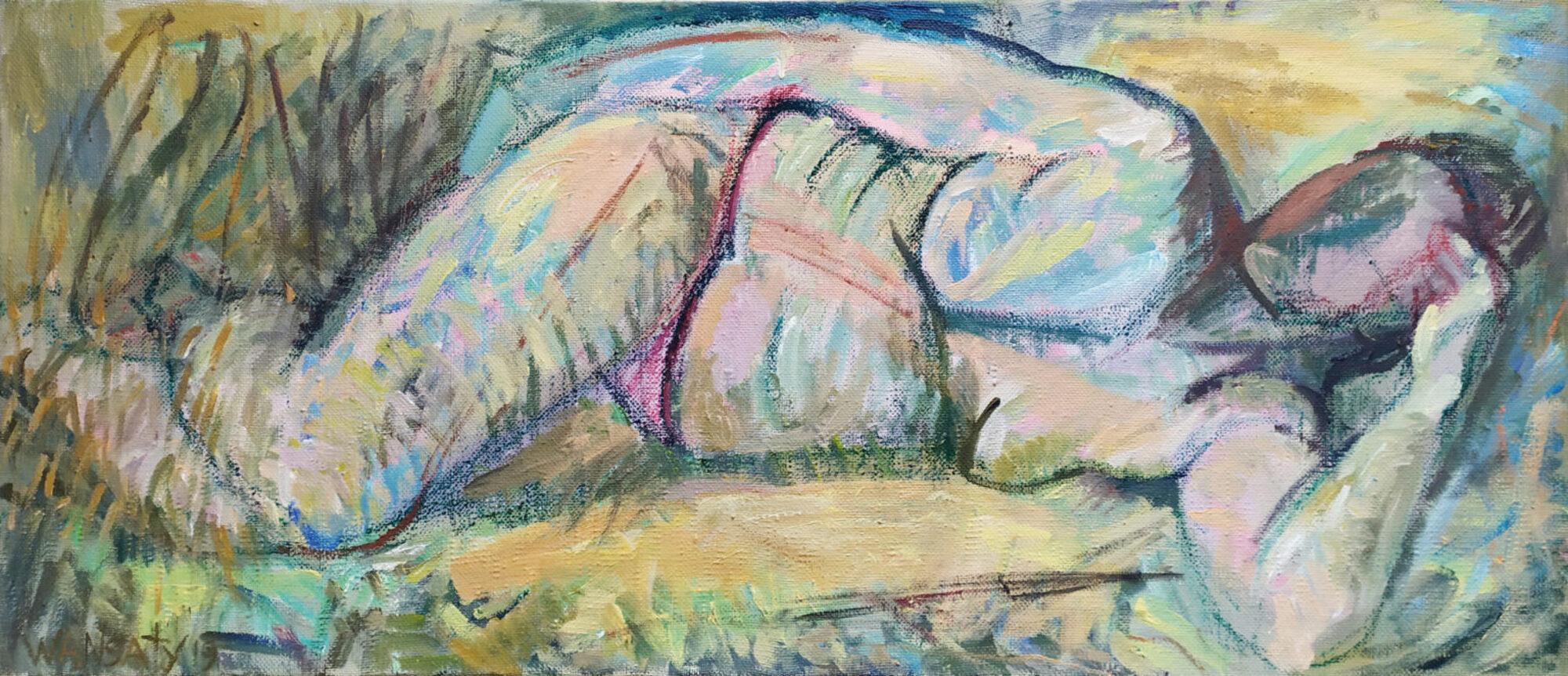 Luce reclinata, 55x120 cm, acrilico su tela