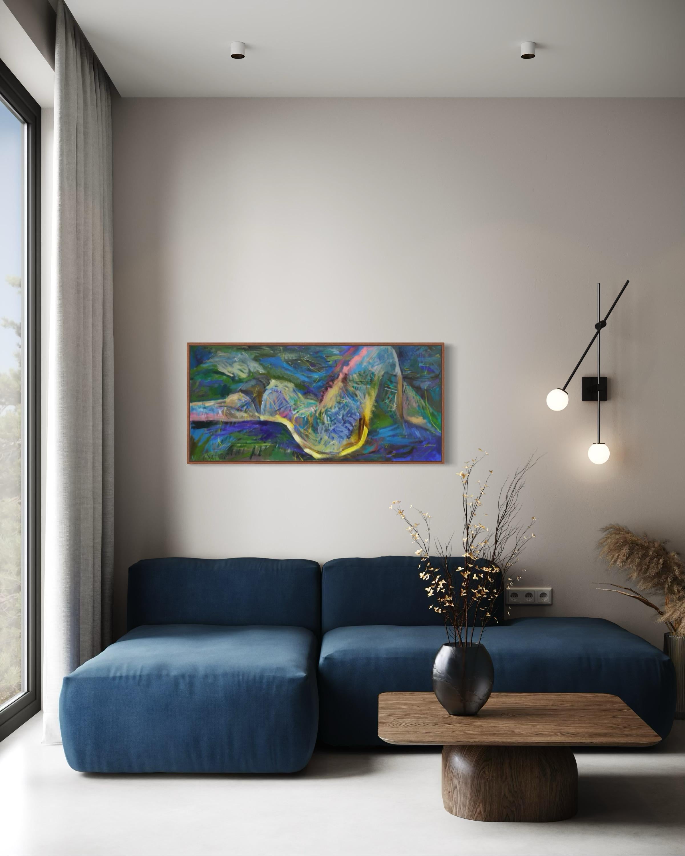 Greene, 55x120 cm, acrilico su tela - Painting di Tatiana Levchenko