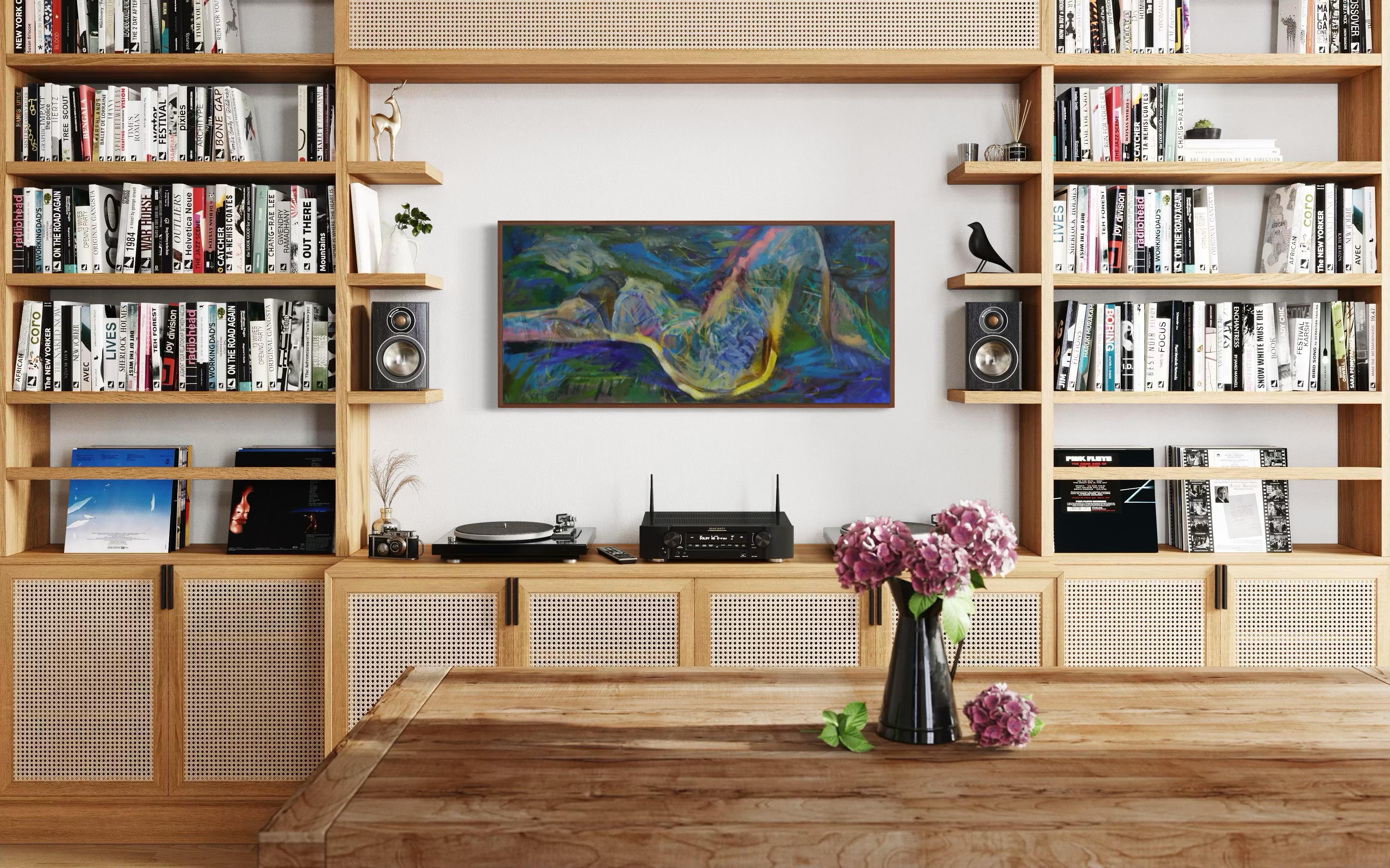 Greene, 55x120 cm, acrilico su tela - Figurative Painting Grigio di Tatiana Levchenko