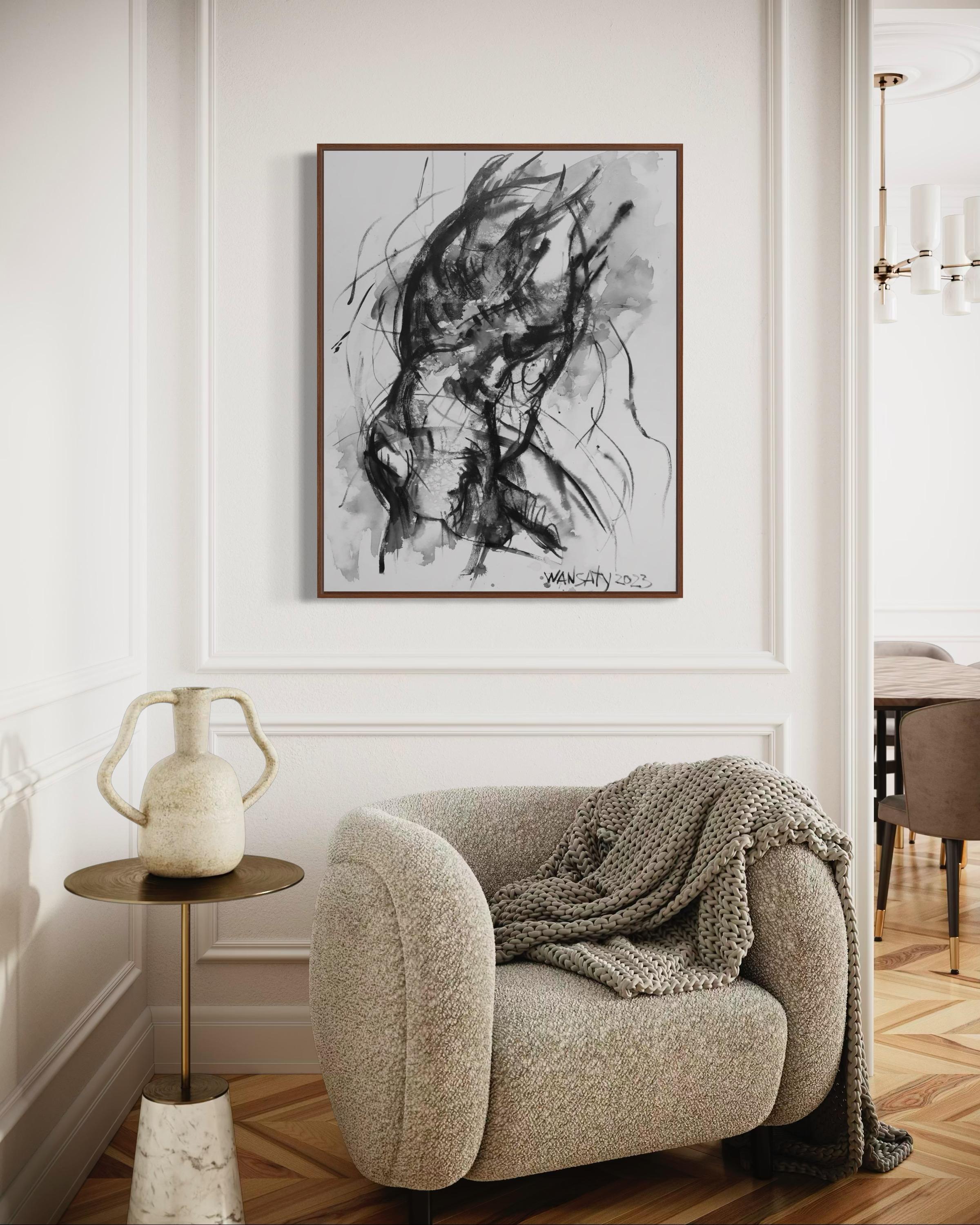 Desnudo , 100x75cm, acrílico, lienzo - Figurative Painting Gris de Tatiana Levchenko