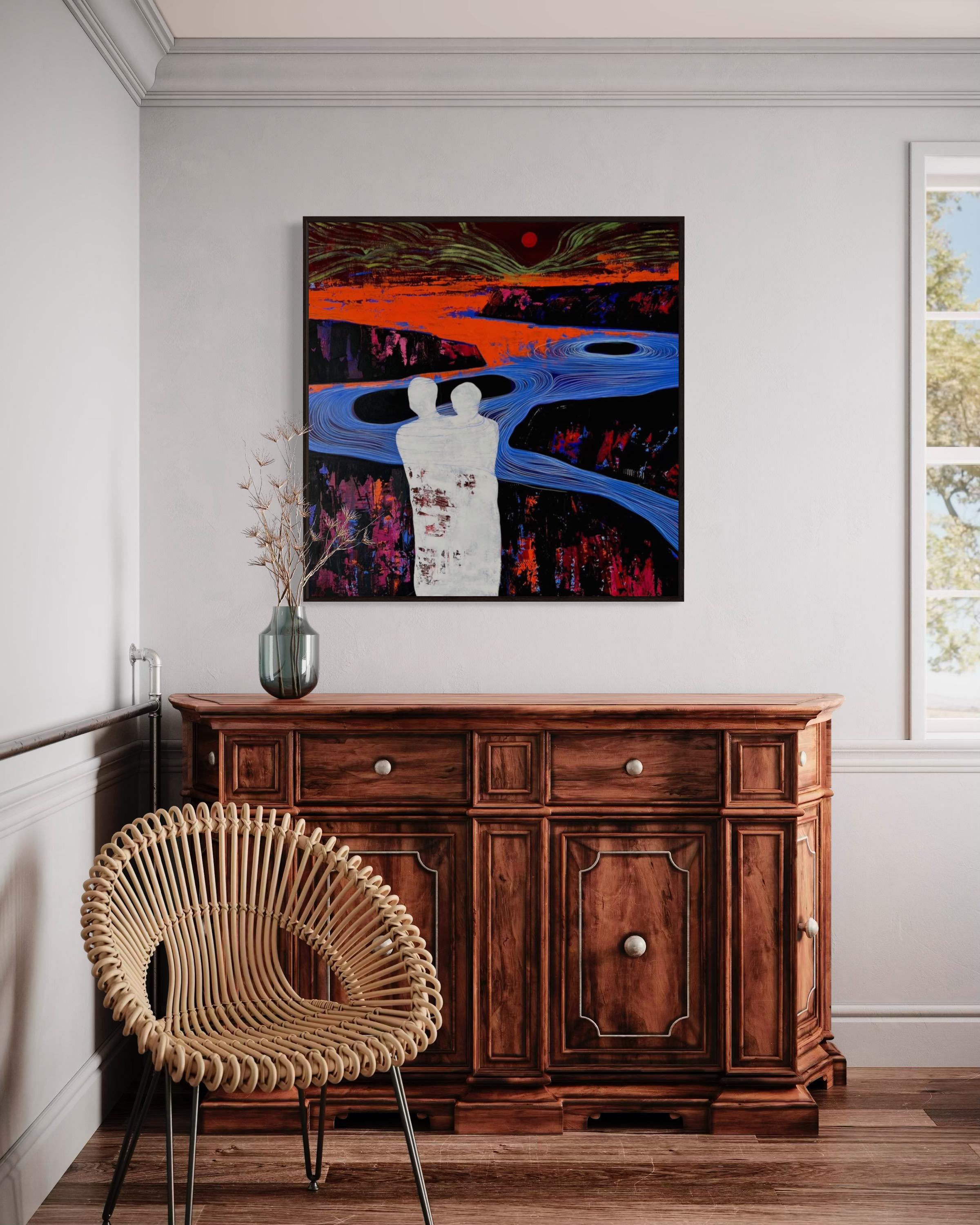 Wärme, 100х100 cm, Acryl  auf Leinwand im Angebot 1