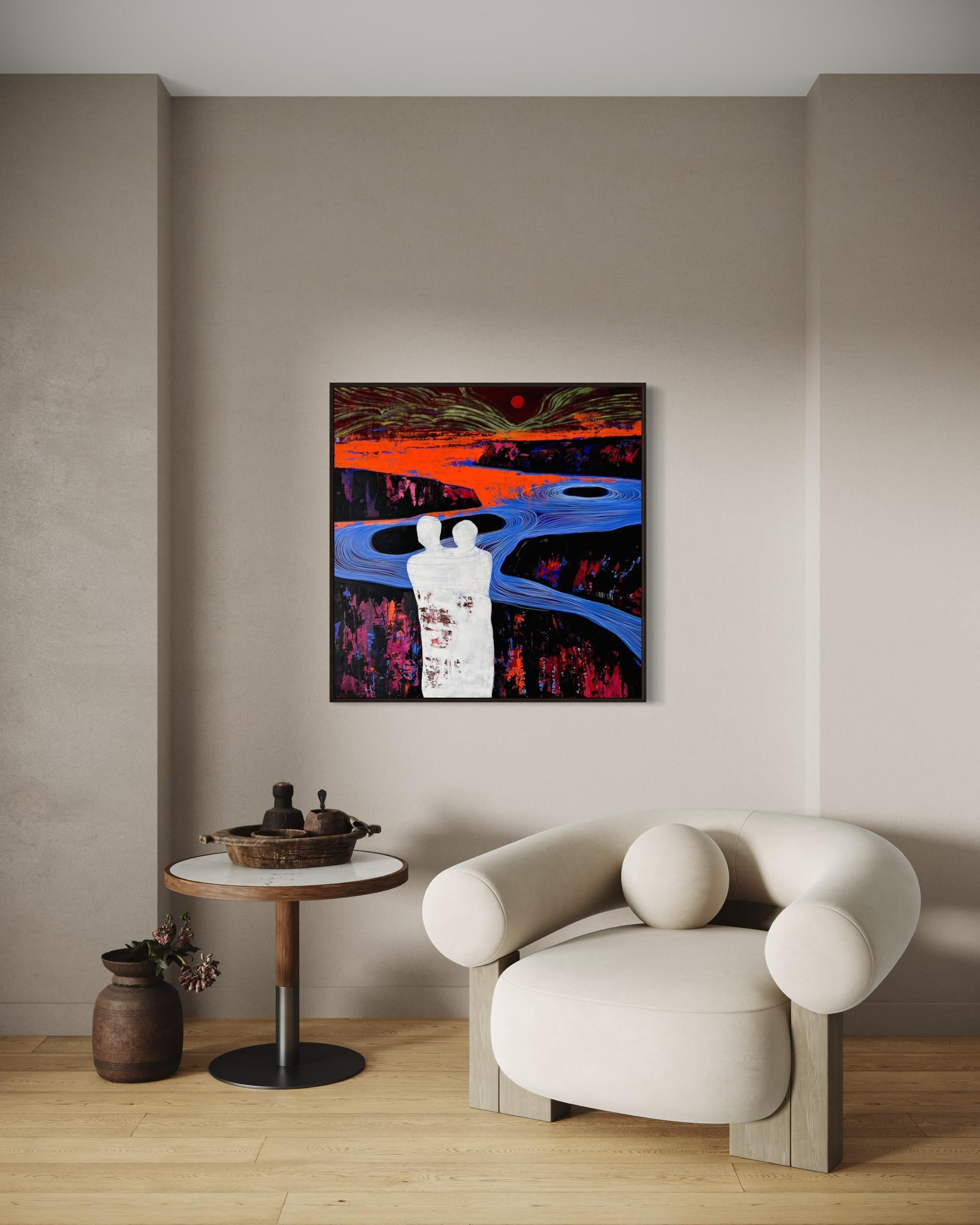 Wärme, 100х100 cm, Acryl  auf Leinwand im Angebot 2