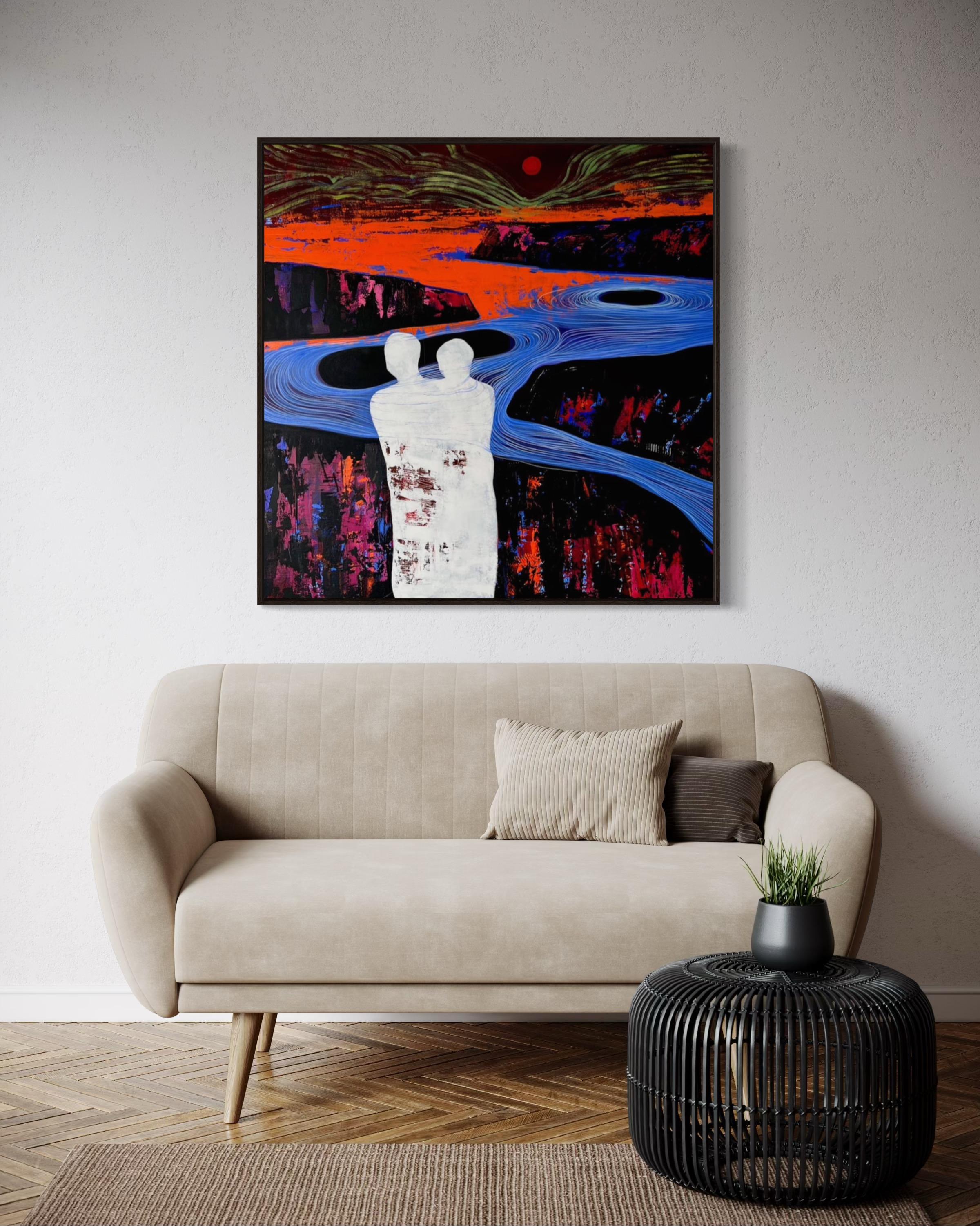 Wärme, 100х100 cm, Acryl  auf Leinwand im Angebot 3