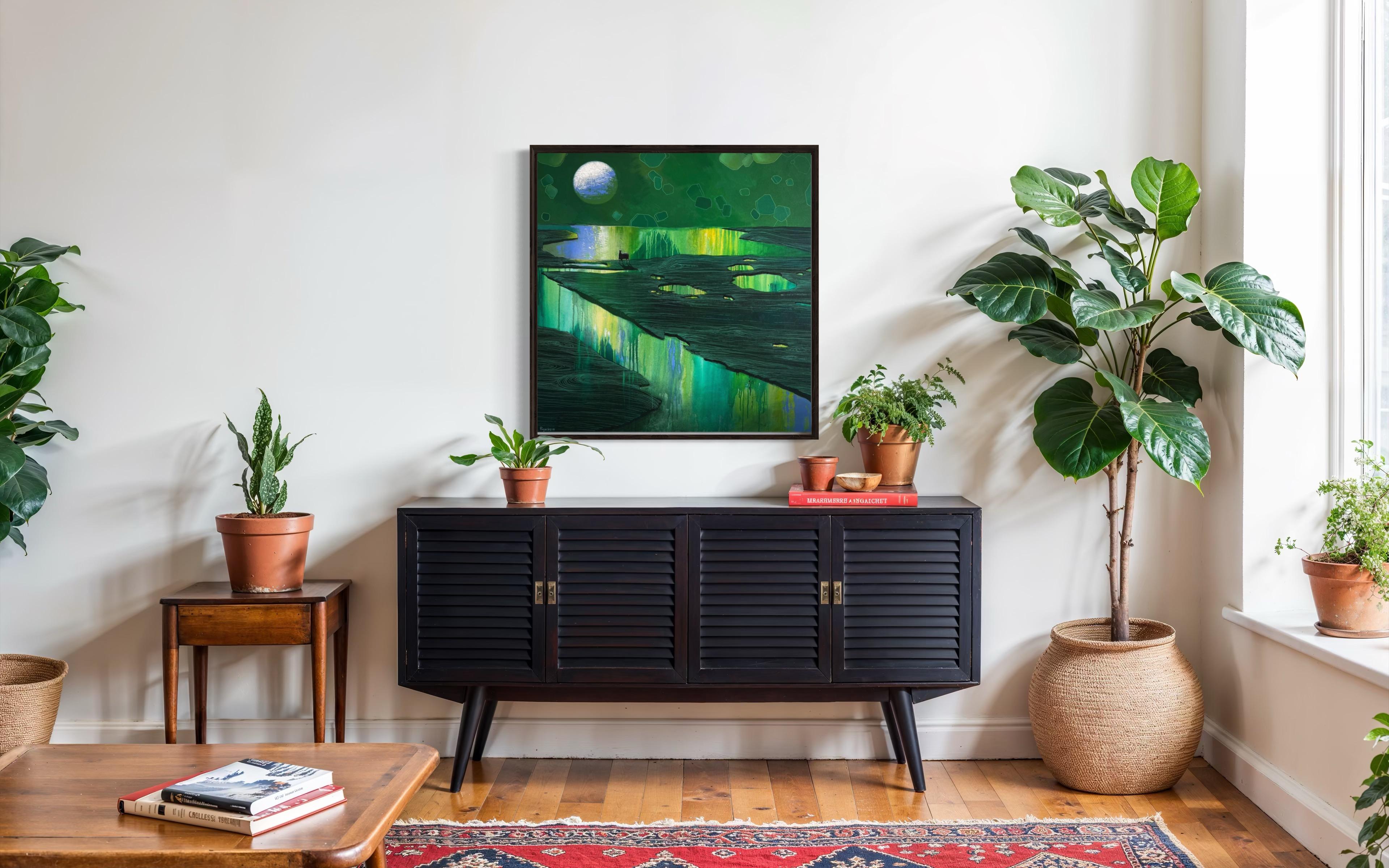 Green planet, 100x100 cm, oil on canvas For Sale 5