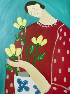 Bewundern Sie die Blumen, 70x50 cm, Acryl auf Leinwand