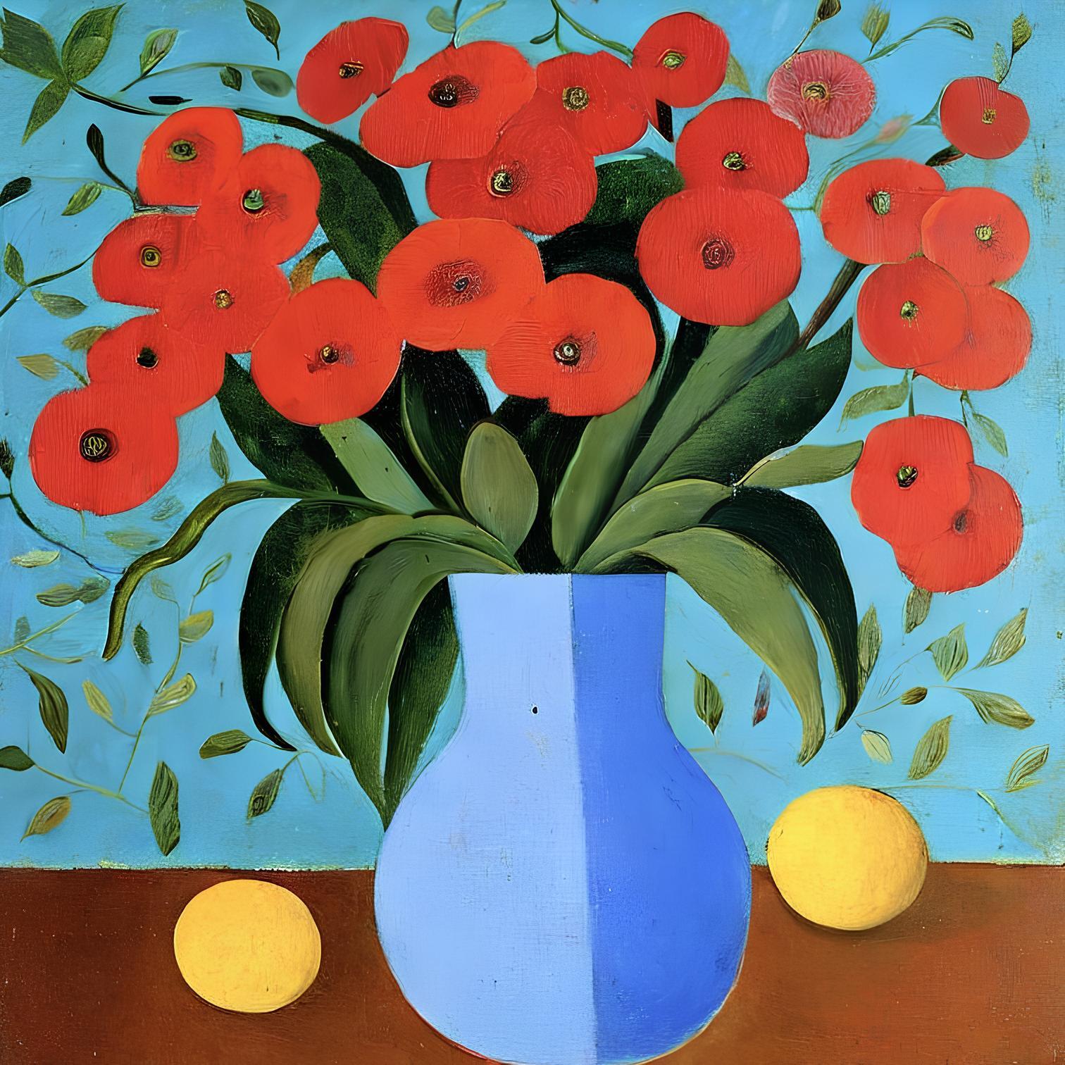 Stillleben, 70x70cm, Druck auf Leinwand. Auflage 20 Teile. – Art von Nina Tsoriti