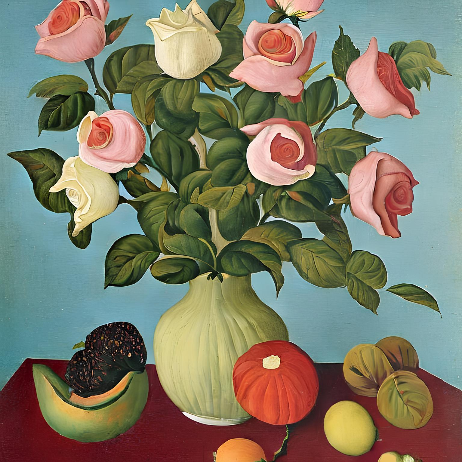 Stillleben, 70x70cm, Druck auf Leinwand. Auflage 20 Teile. – Art von Nina Tsoriti