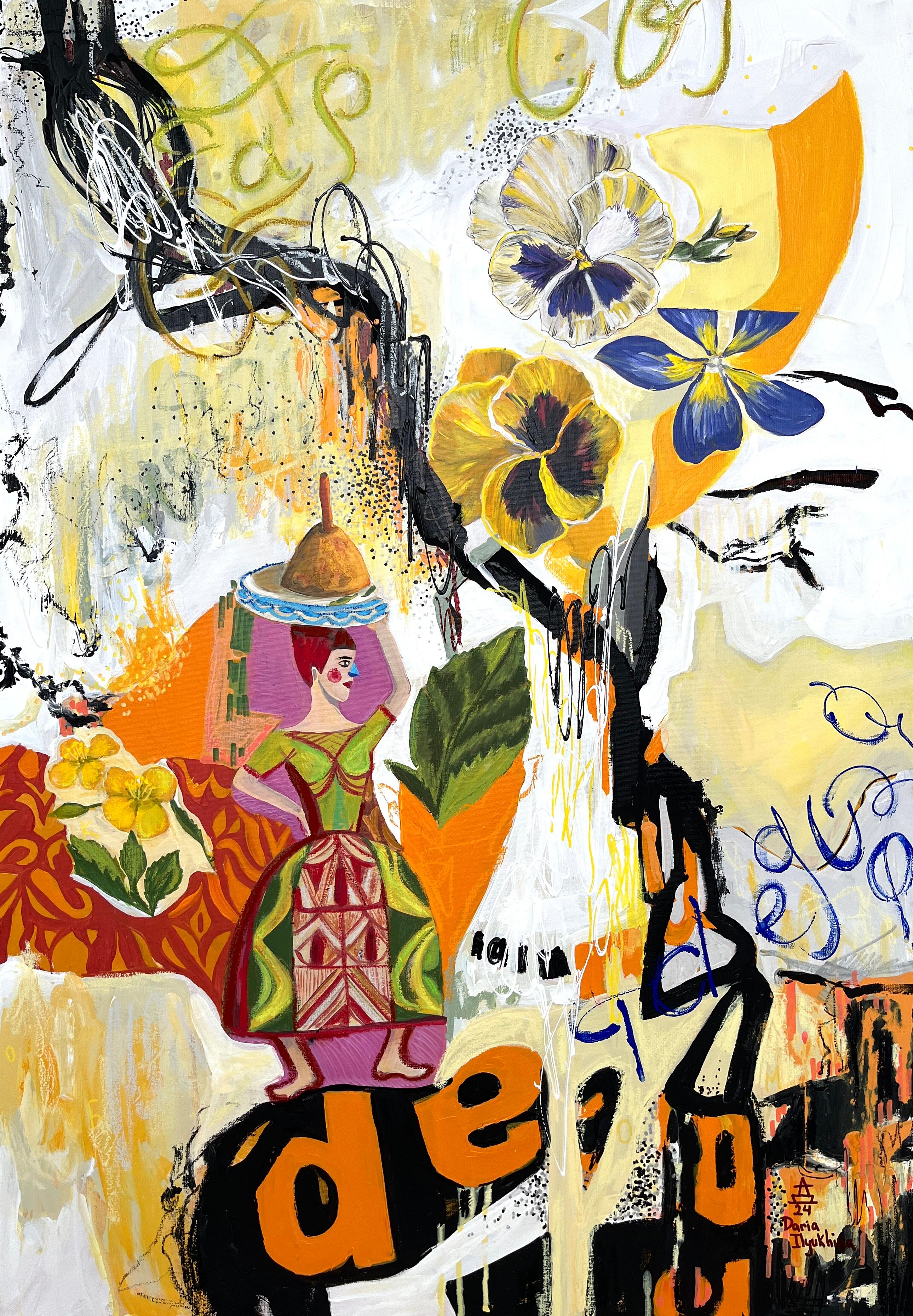„Moroccan pear“ Segeltuch, Mischtechnik, 100x70cm – Mixed Media Art von Daria Ilyukhina