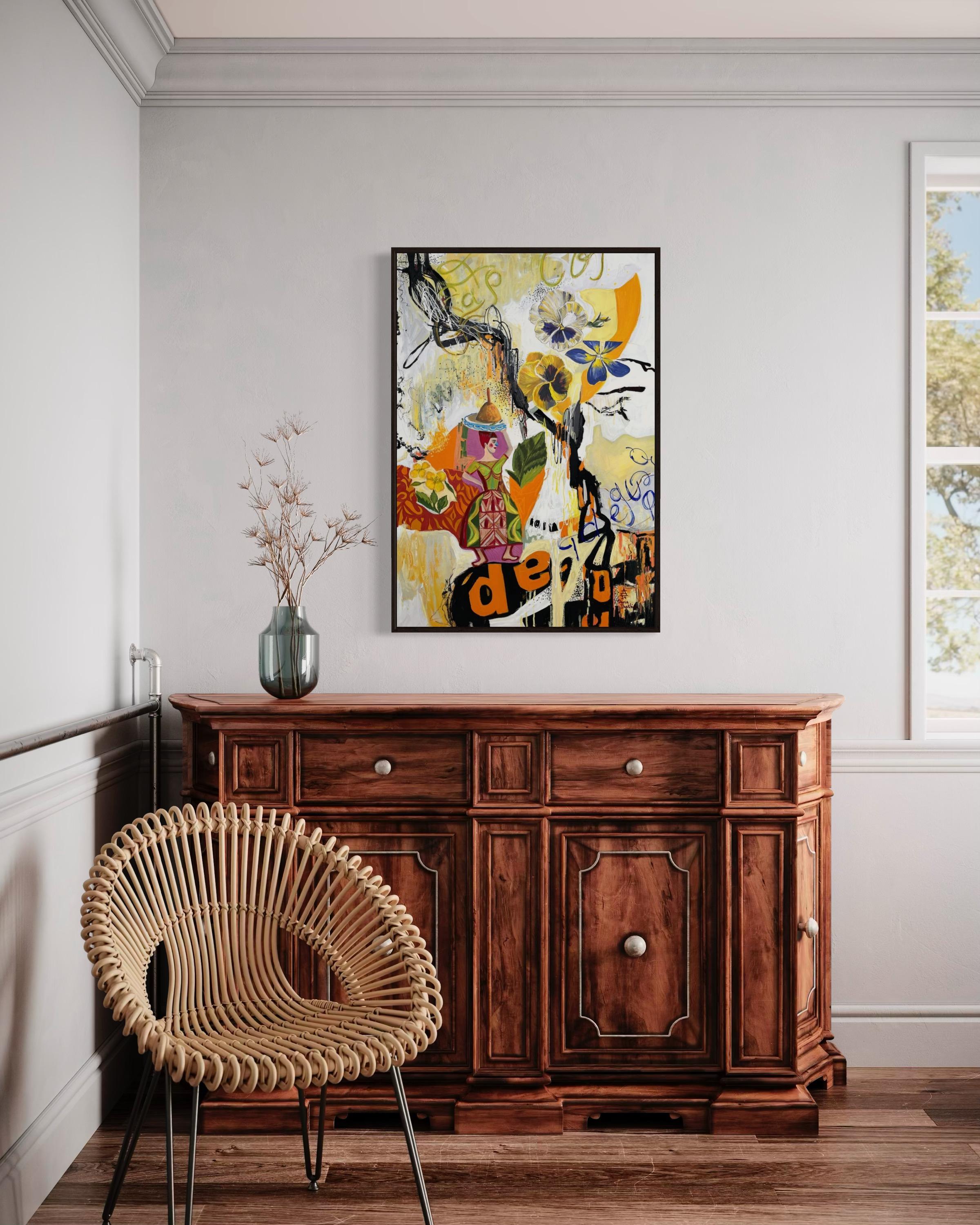 „Moroccan pear“ Segeltuch, Mischtechnik, 100x70cm im Angebot 2