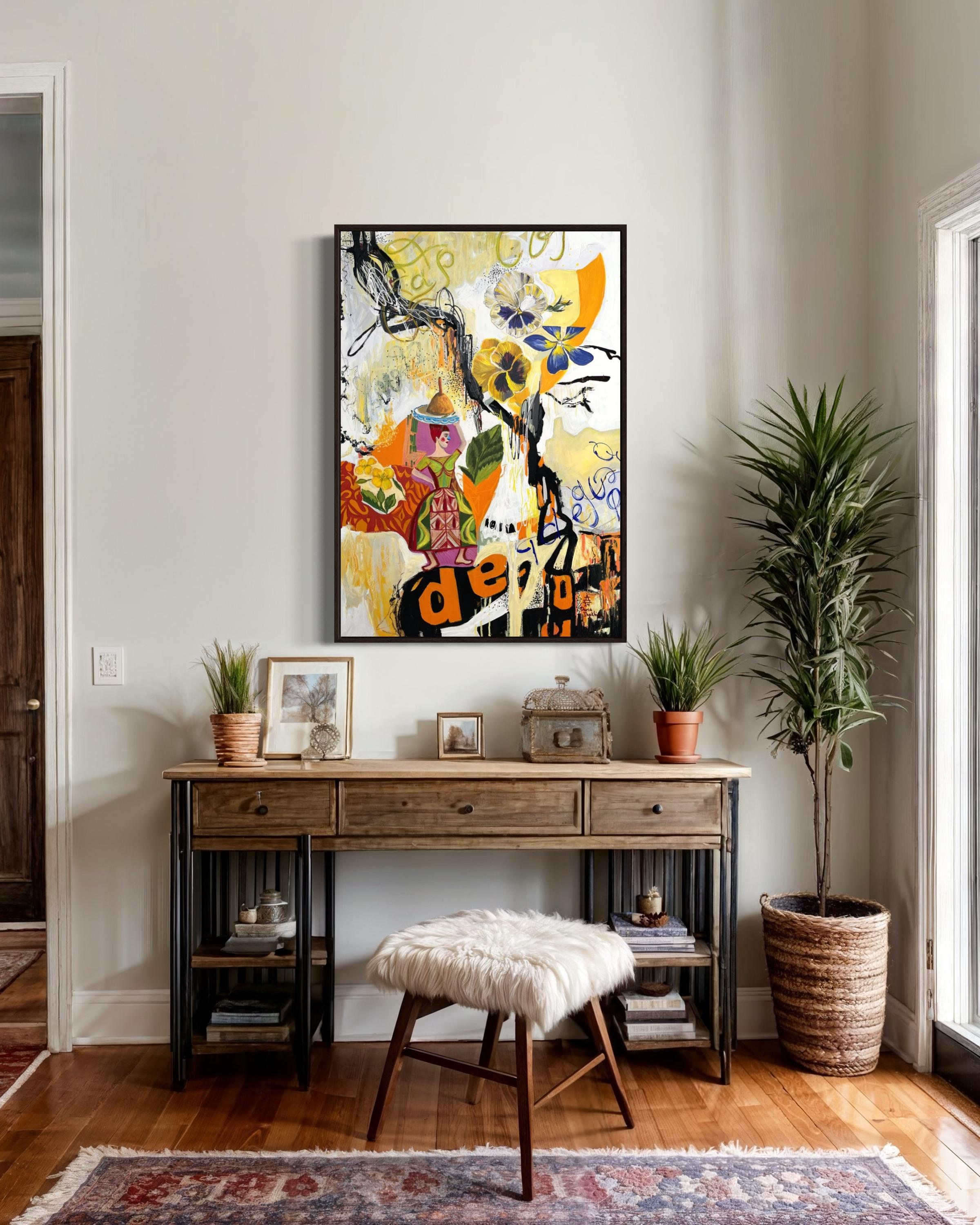 „Moroccan pear“ Segeltuch, Mischtechnik, 100x70cm im Angebot 3