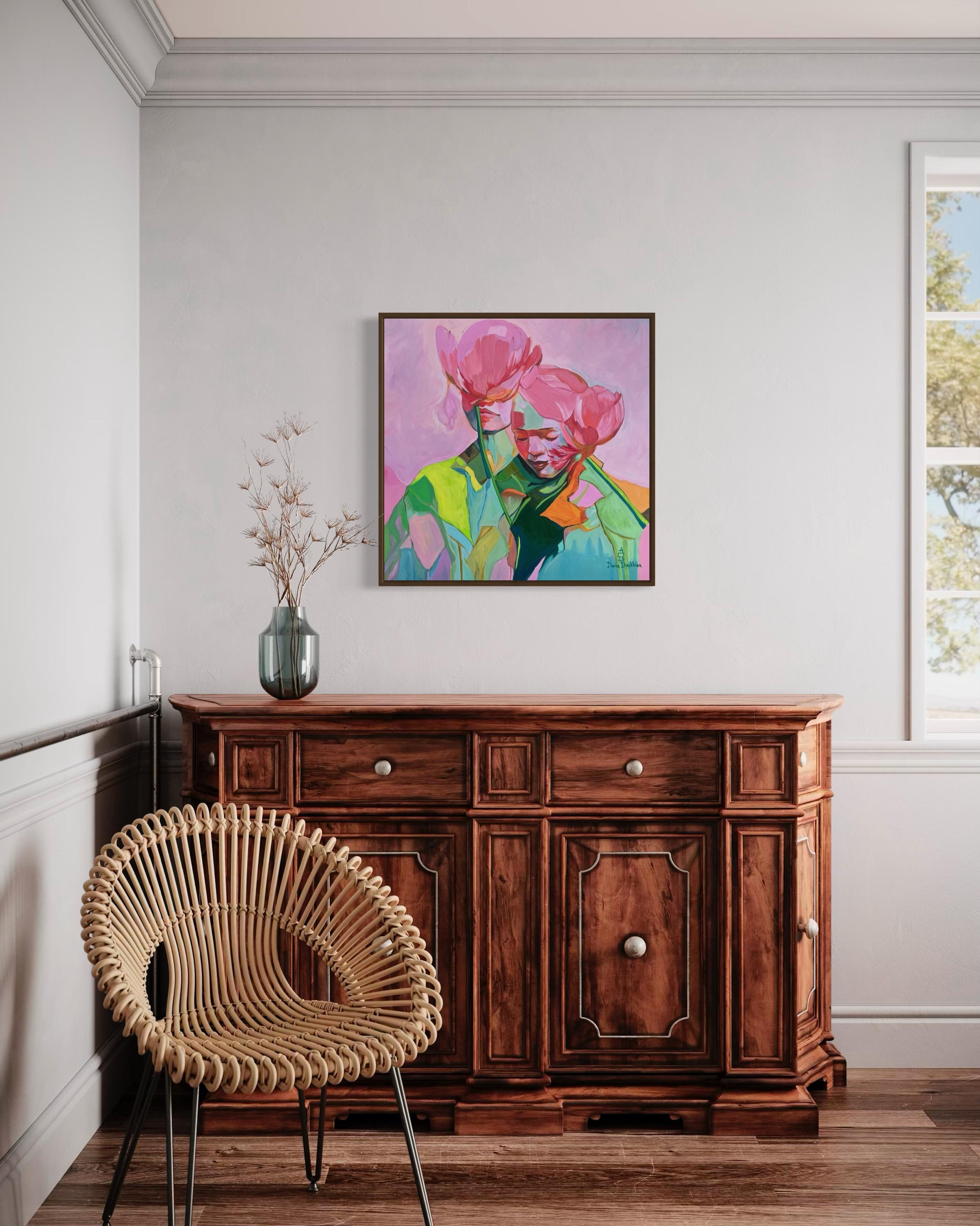 „First love“ Segeltuch, Mischtechnik, 70x70cm im Angebot 3