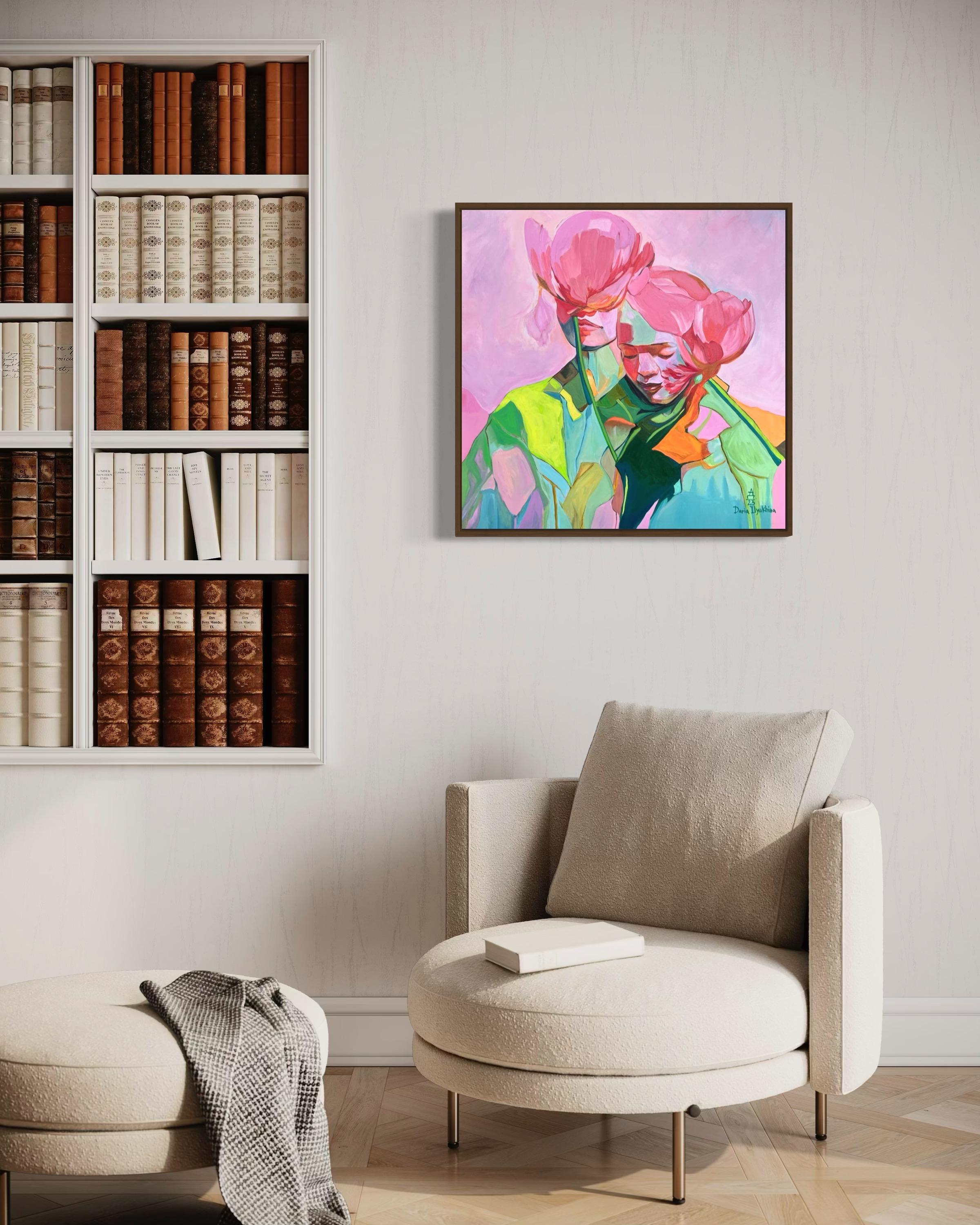 „First love“ Segeltuch, Mischtechnik, 70x70cm im Angebot 5