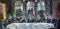 The Masons are having dinner, 100x200cm, Öl, Leinwand