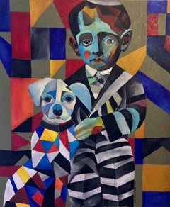 Me and my owner Benya, 140x100cm, Öl, Leinwand, Sand