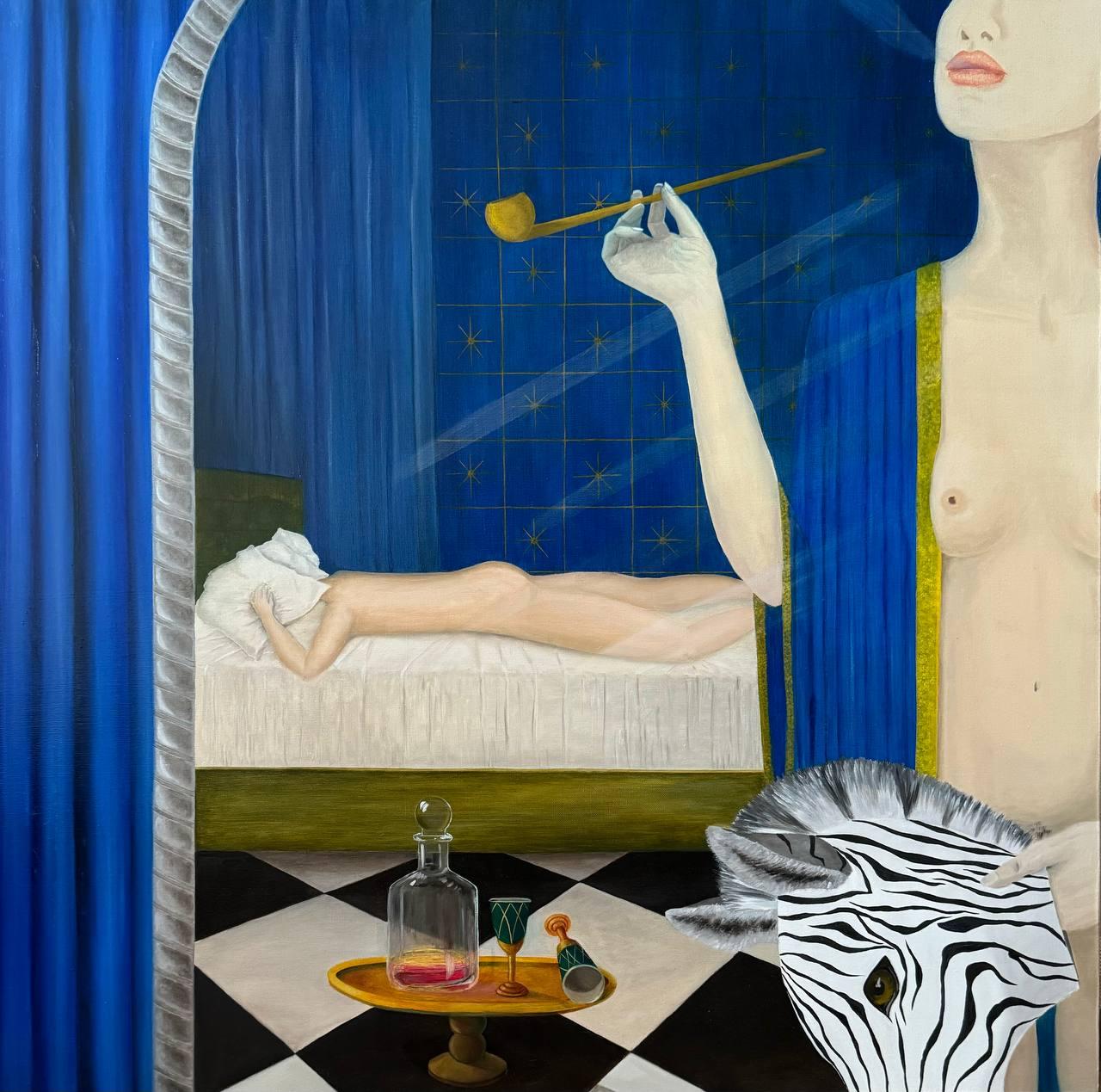 N186, 100x100cm, Öl auf Leinwand, Öl – Painting von Lana Bergh