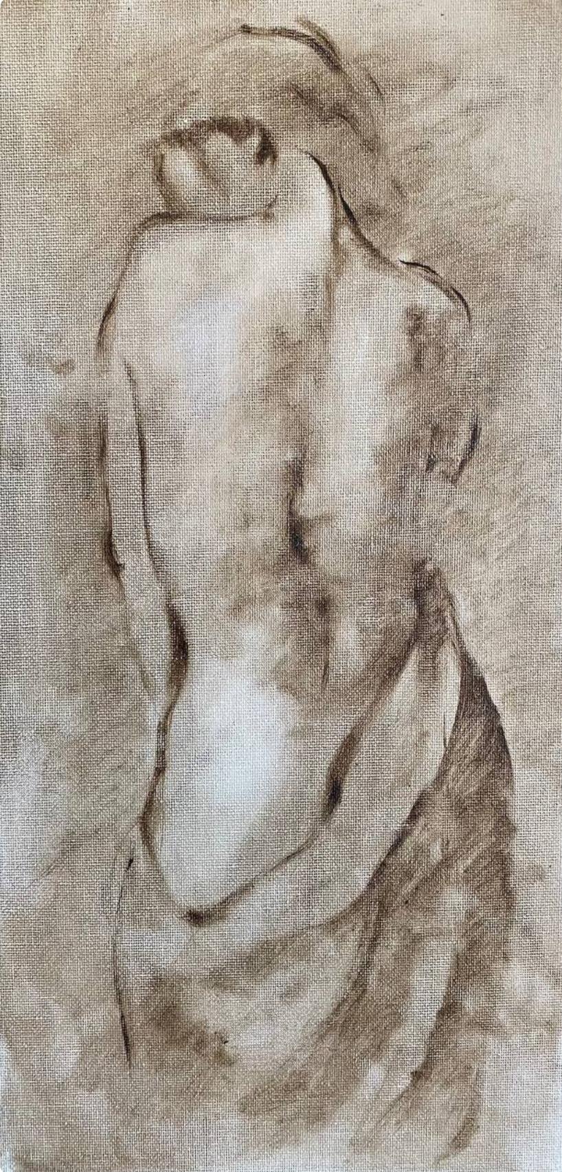 Nude 1, 40x20cm, oil, canvas on cardboard