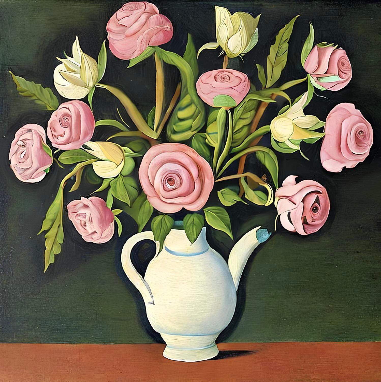 Stillleben, 70x70cm, Druck auf Leinwand. Auflage 20 Teile. – Art von Nina Tsoriti