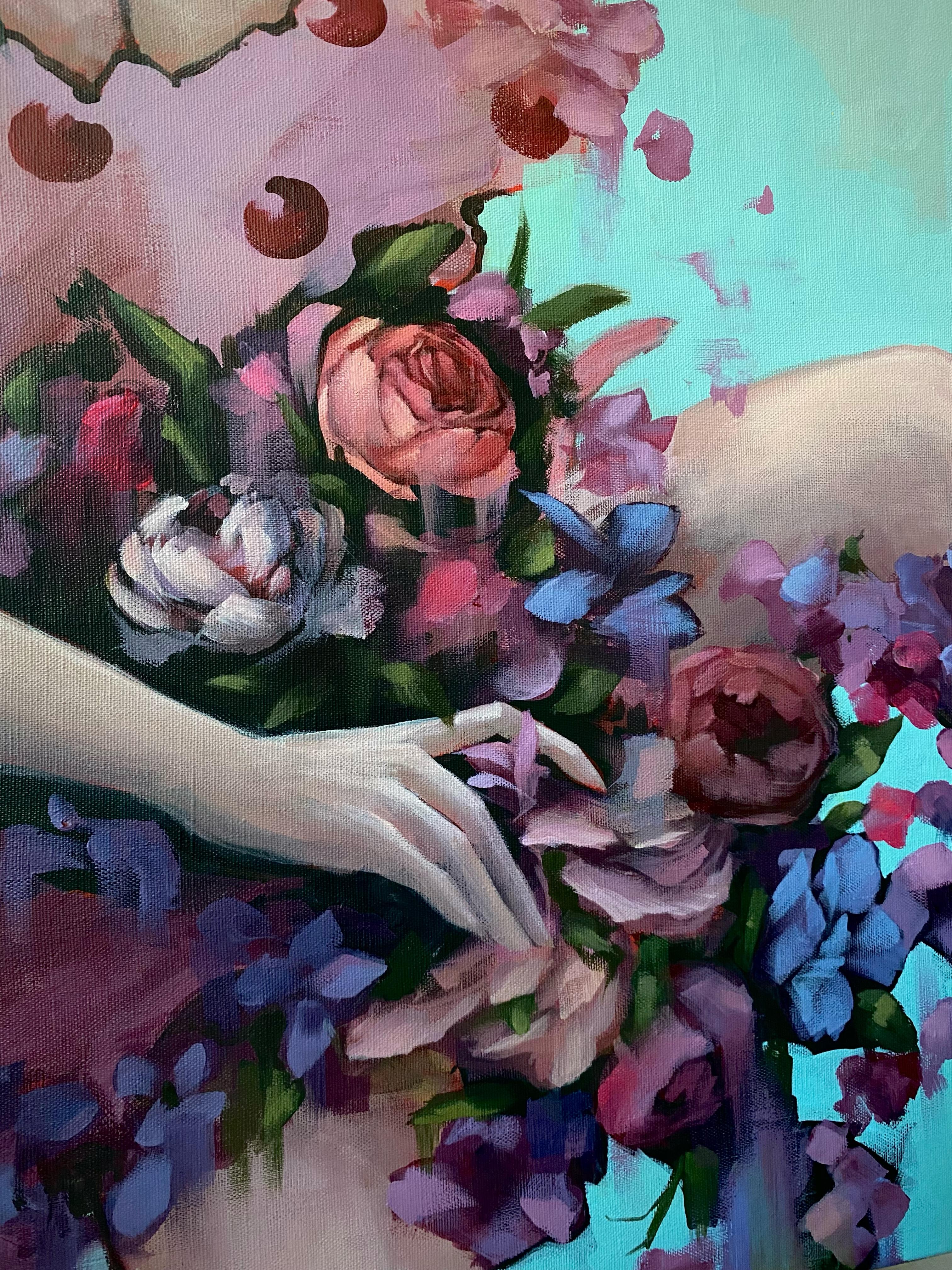 Last evening of flowery promises, 80x60cm, acrylic, canvas For Sale 1