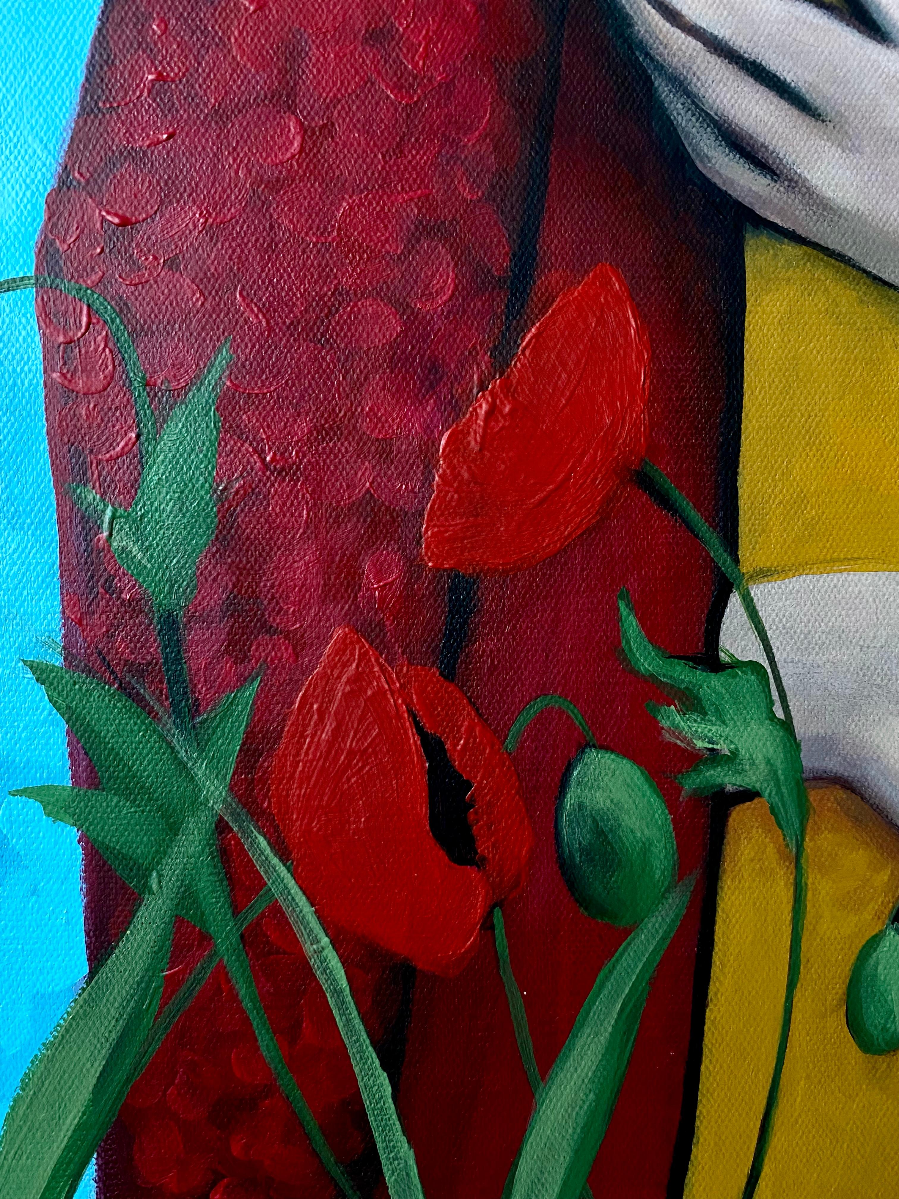 Stepping on a field of blooming poppies , 80x60cm, acrylic, canvas For Sale 5