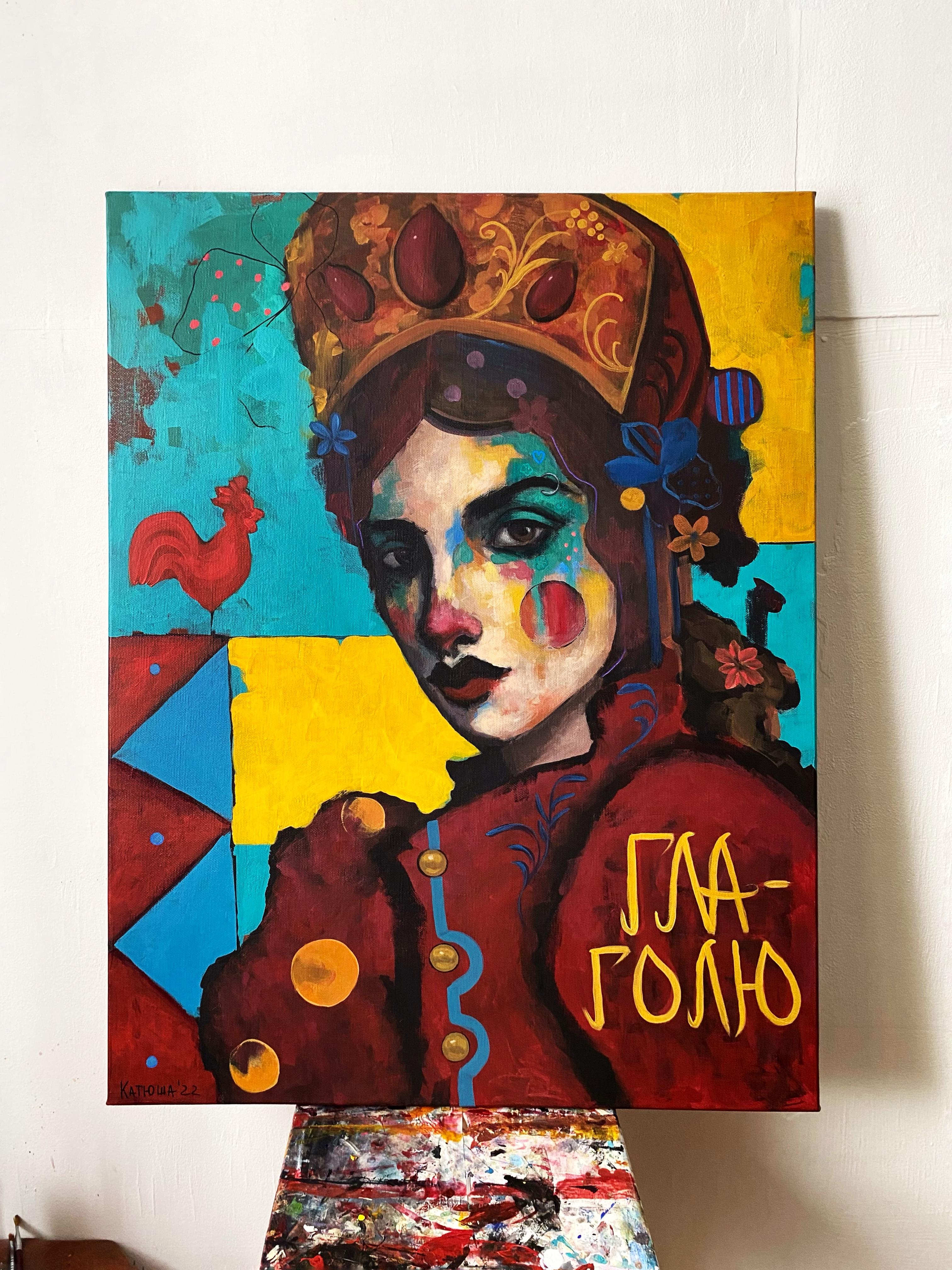 OLGA, 90x70cm, acrylic, canvas For Sale 5