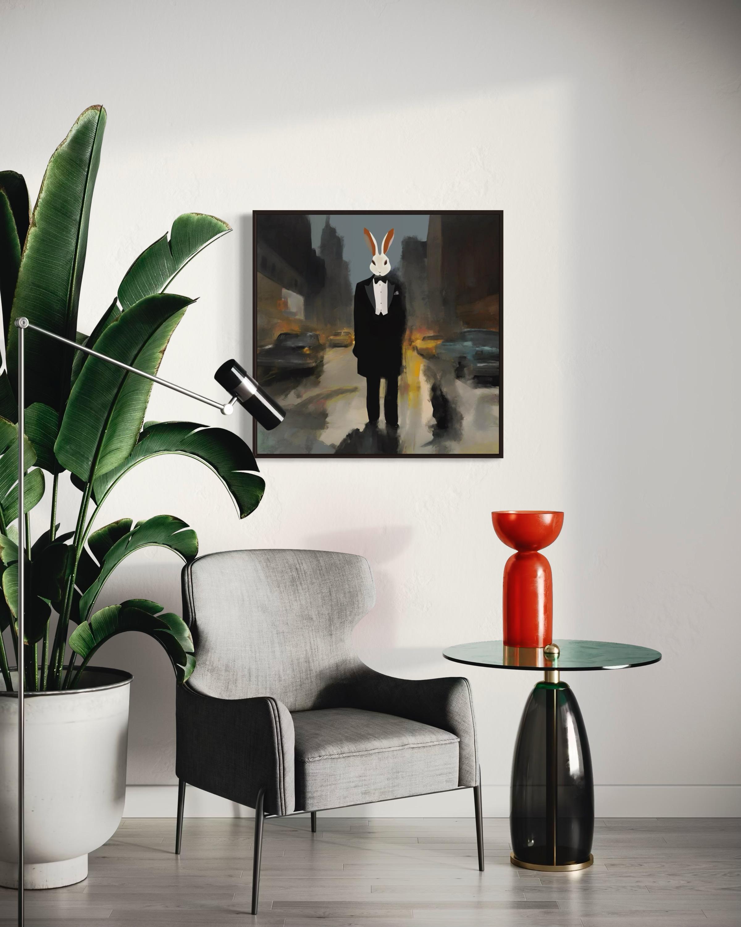 What mask are you wearing? 80x80cm, print on canvas.Edition of 20 pieces - Abstract Expressionist Print by Peter Simakov