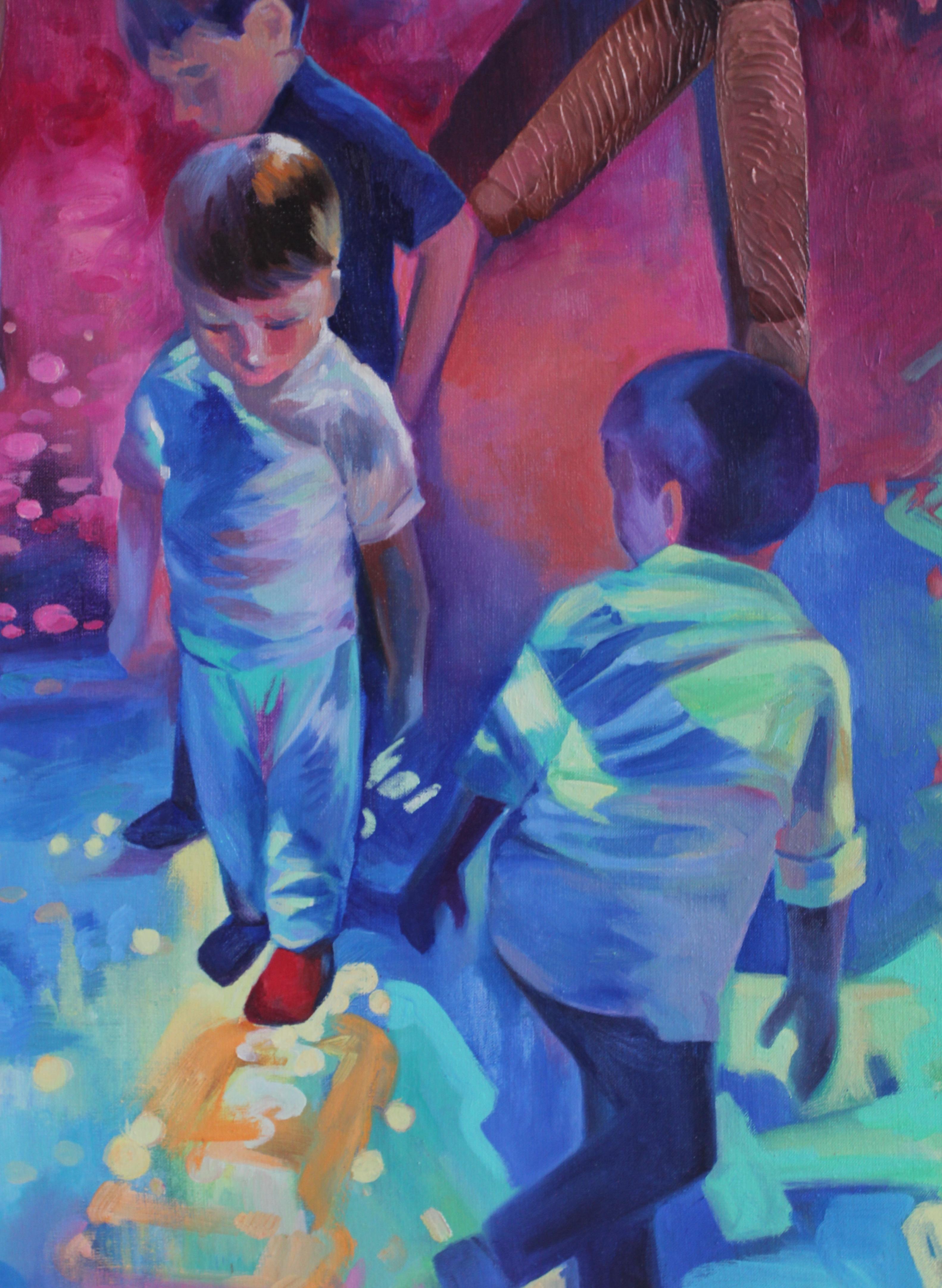 At a party, 110x100cm, oil on canvas - Contemporary Art by Irina Aleksandrova